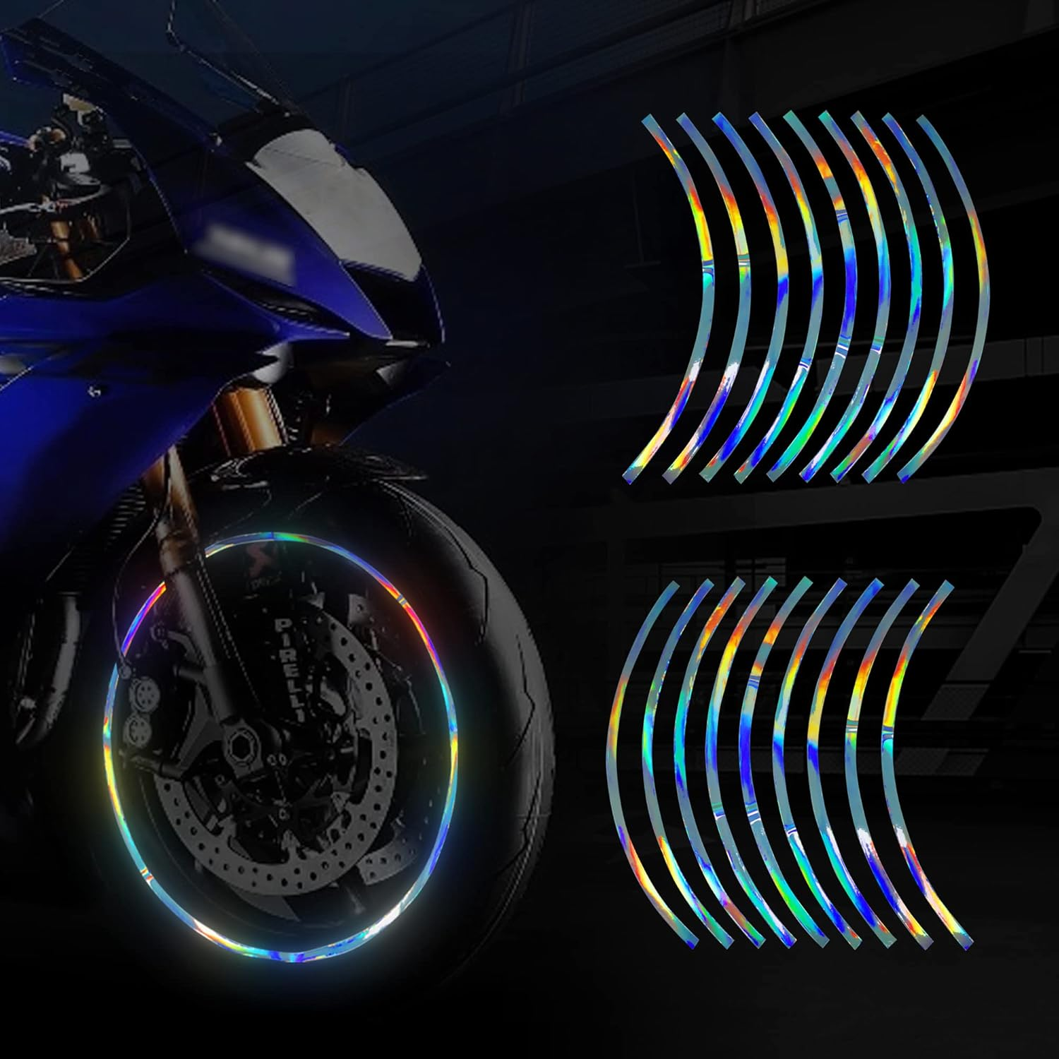 TOMALL 17" Reflective Wheel Rim Tape Sticker for Motorcycle Wheels Car Cycling Bike Bicycle Night Reflective Safety Decoration Stripe Universal (White)