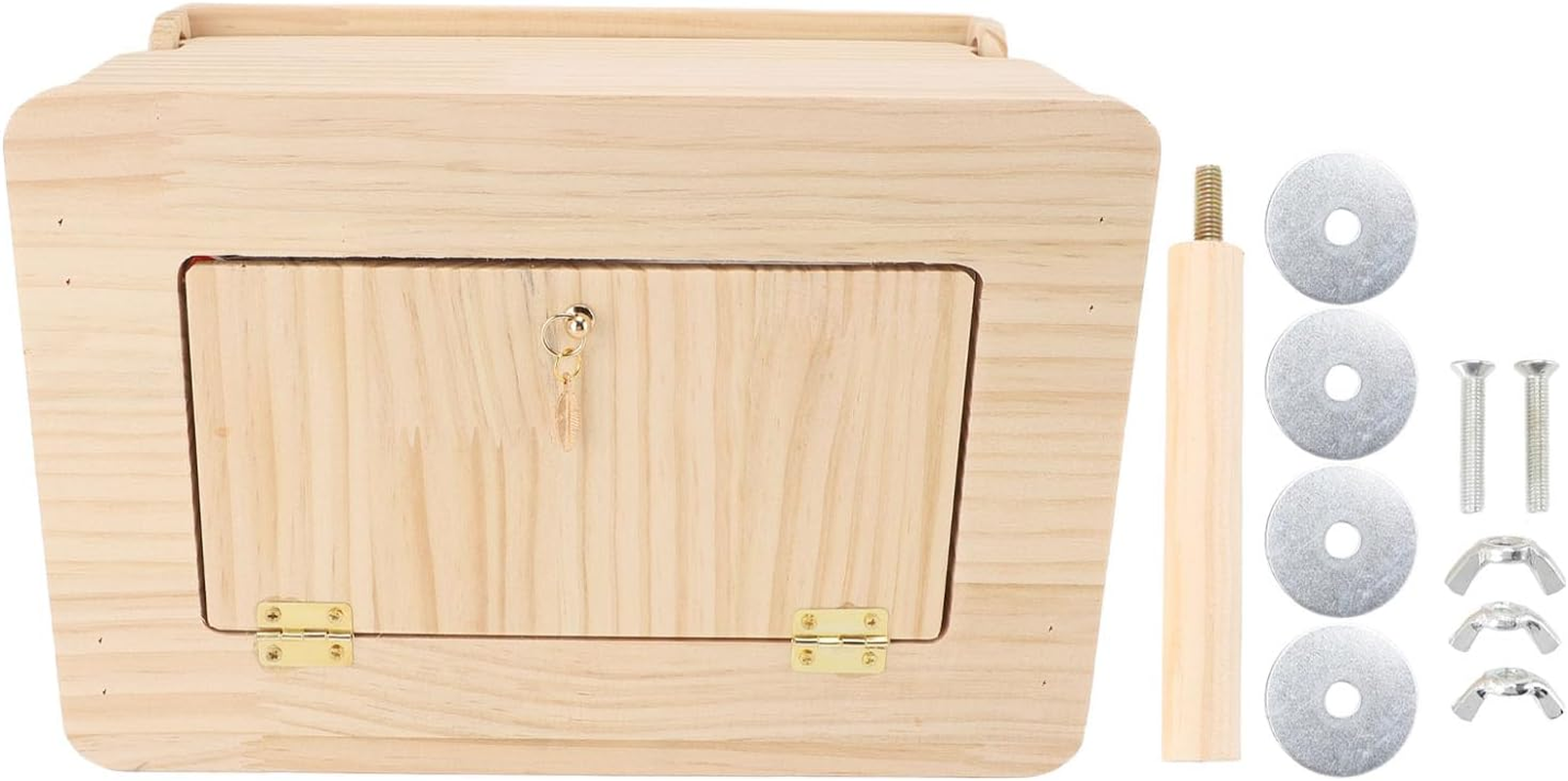 Oak Wood Parrot Nesting Box, Wooden Bird Mating House with Clear Viewing Window, Parakeet Nesting Bird Breeding Cage for Cockatiel Cockatoo Budgie Lovebirds image number 3