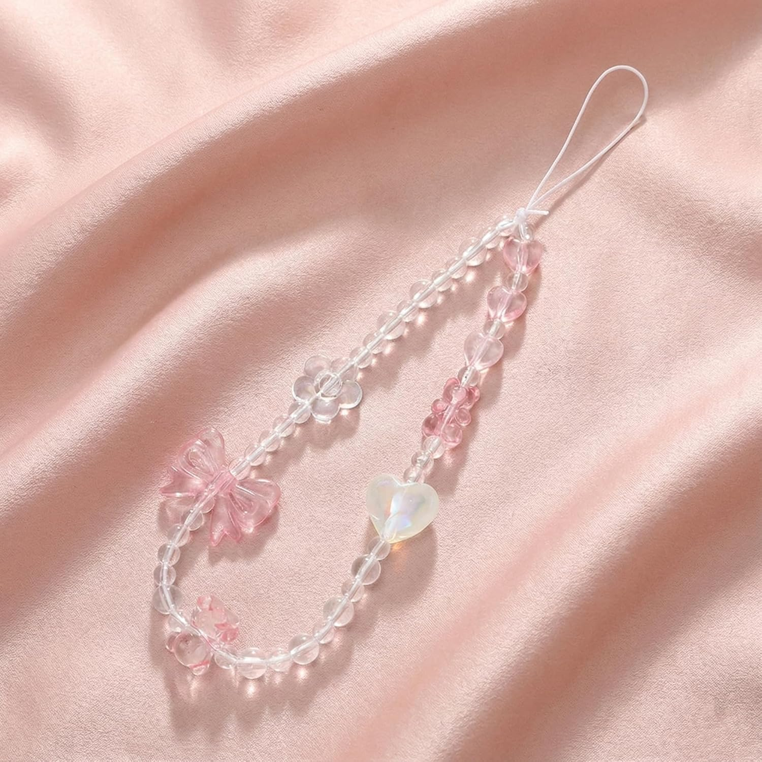 IMTKOOCO 2 PCS Aesthetic Phone Charm - Crystal and Pearl Beaded Phone Strap with Wrist Strap for Women and Girls Cute Keychain and Bag Accessory Phones Wrist Strap image number 6