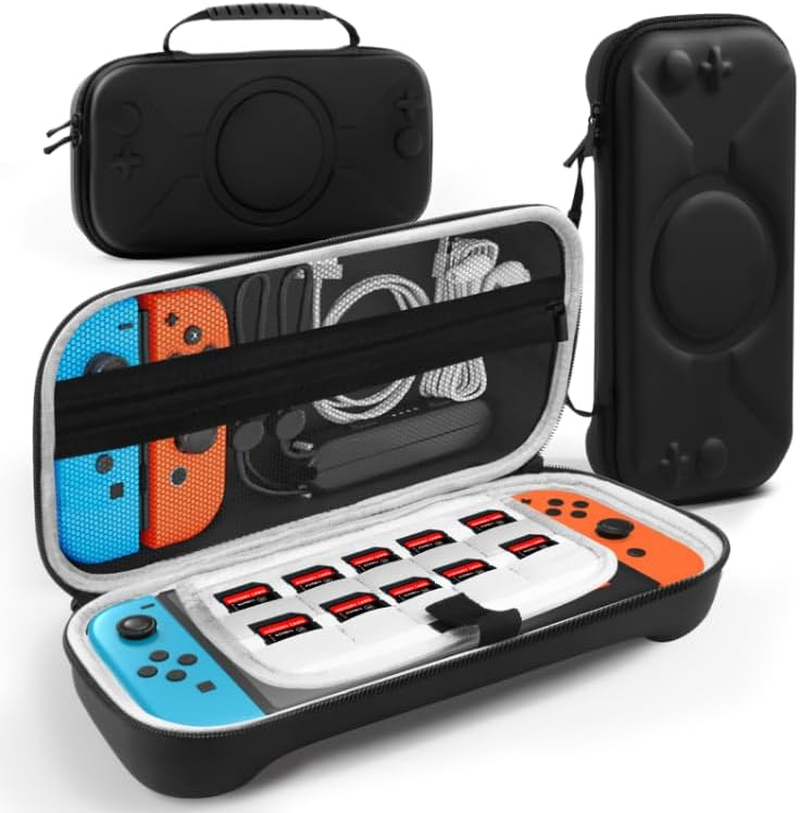 Cloudvalley Carrying Case for Nintendo Switch 2 Model 2025 [Shockproof] Hard Shell Travel Pouch, 20 Game Card Slots, Inner Pocket for Accessories, Compatible with Switch 2017 & OLED Console (Gray)