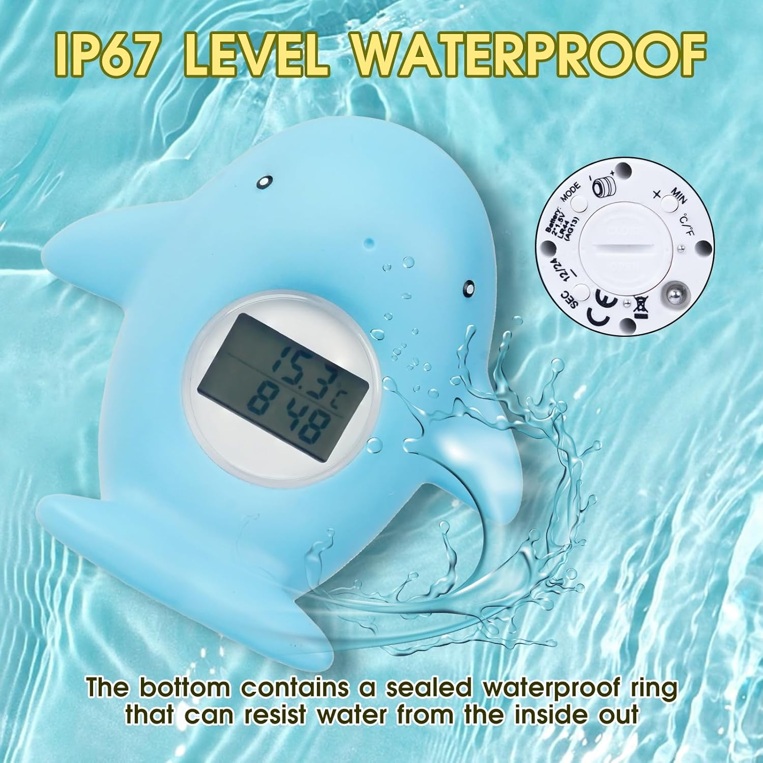 Baby Bath Thermometer, New Upgraded Digital Water Thermometer with 3 Color Backlight and Temperature Warning, Safe Bath Thermometer Floating Toy for Babies and Toddlers （Whales） image number 4