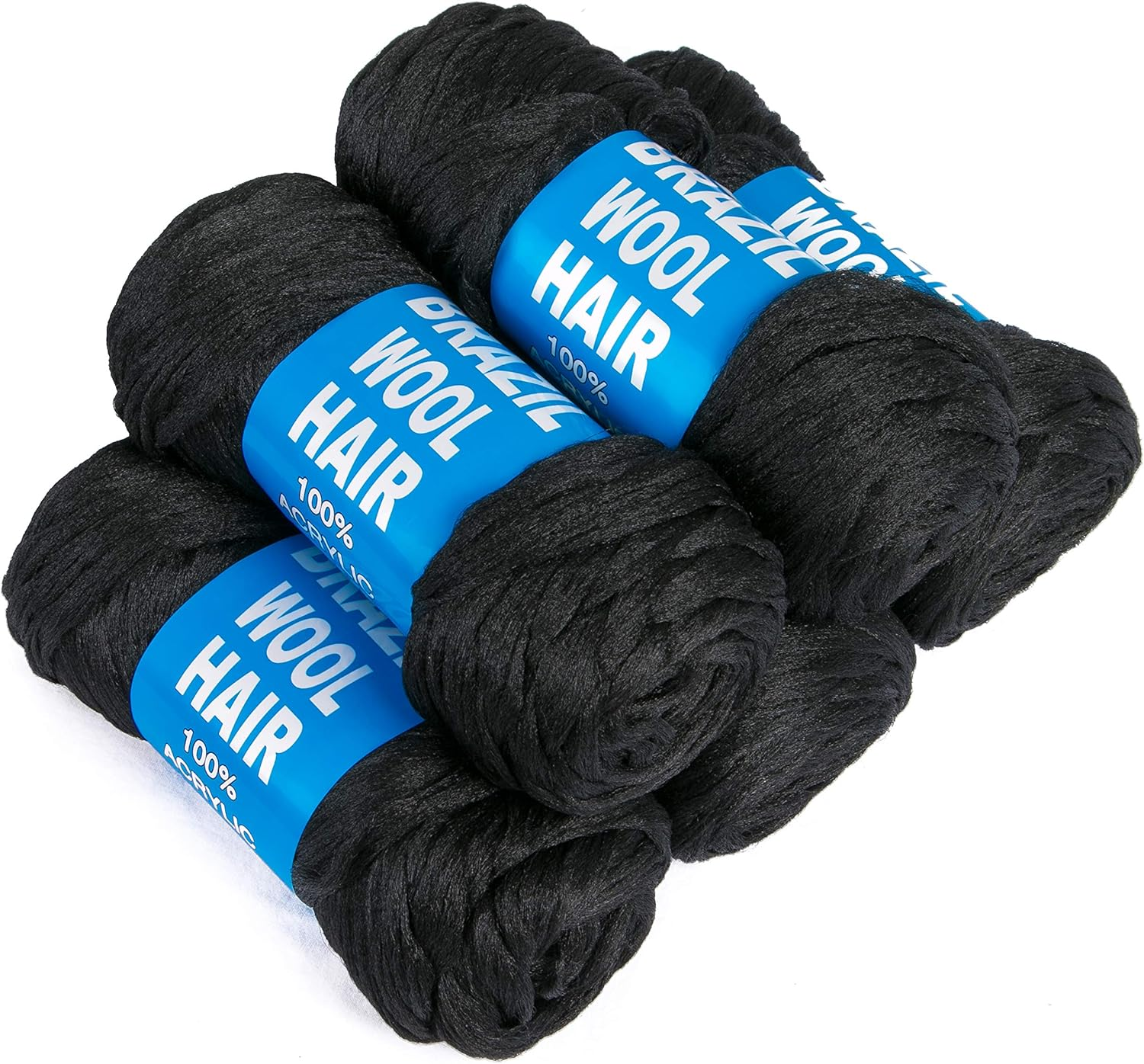 5Roll Brazilian Yarn Wool Hair Arylic Yarn for Hair Crochet Braid Twist Warps Black Color image number 5