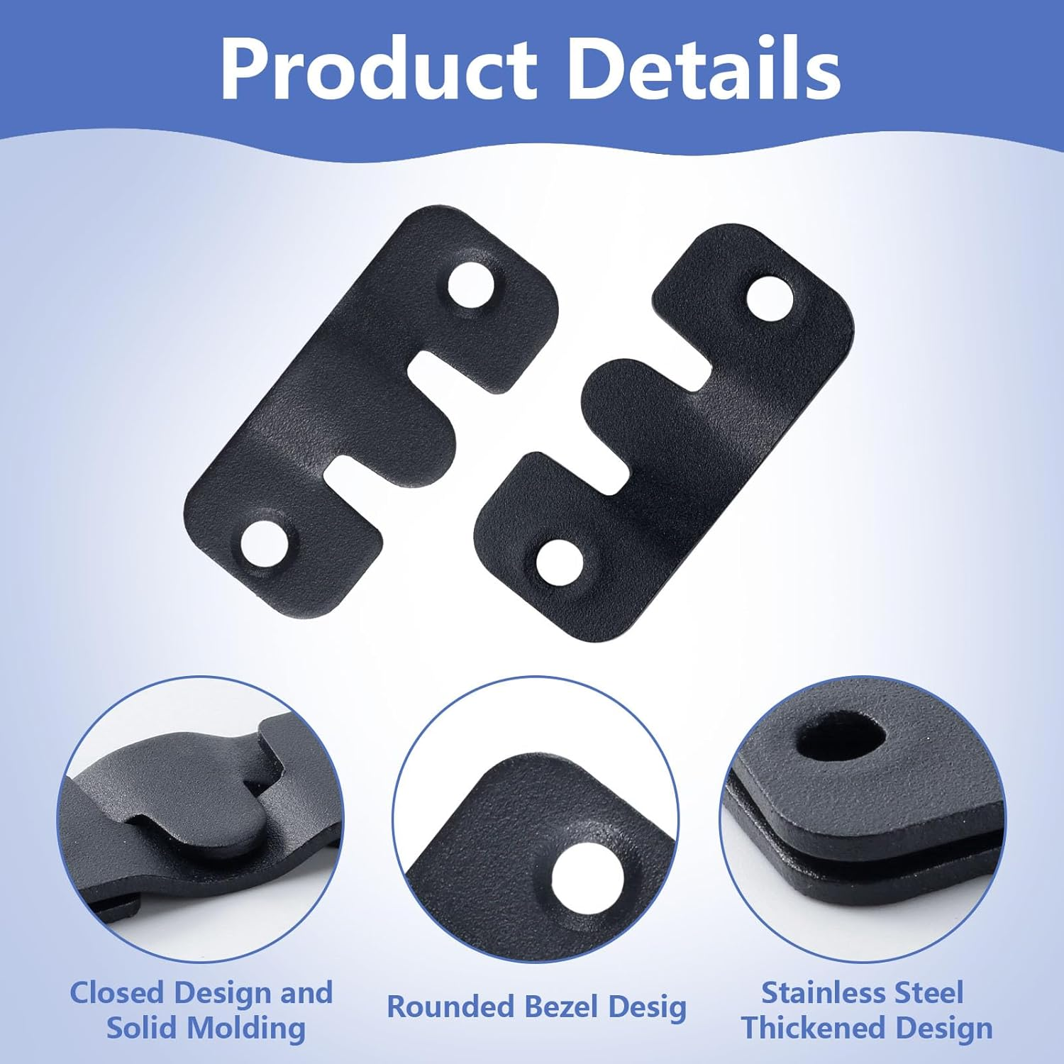 16 PCS Interlocking Flush Mount Bracket Black Stainless Steel Picture Hangers Heavy Duty Headboard Hangers for Wall, Wall Mounting Hardware (Black) image number 4