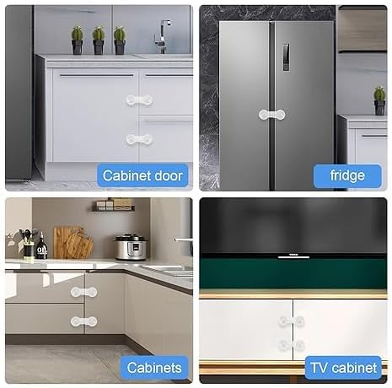 20 Pack Cabinet Door Locks for Baby Proof and Child Safety Cabinet Locks with Adhesive Childproof Door Latch Child Safety Locks for Kitchen Drawer Cupboards Fridge Closet Pantry image number 4