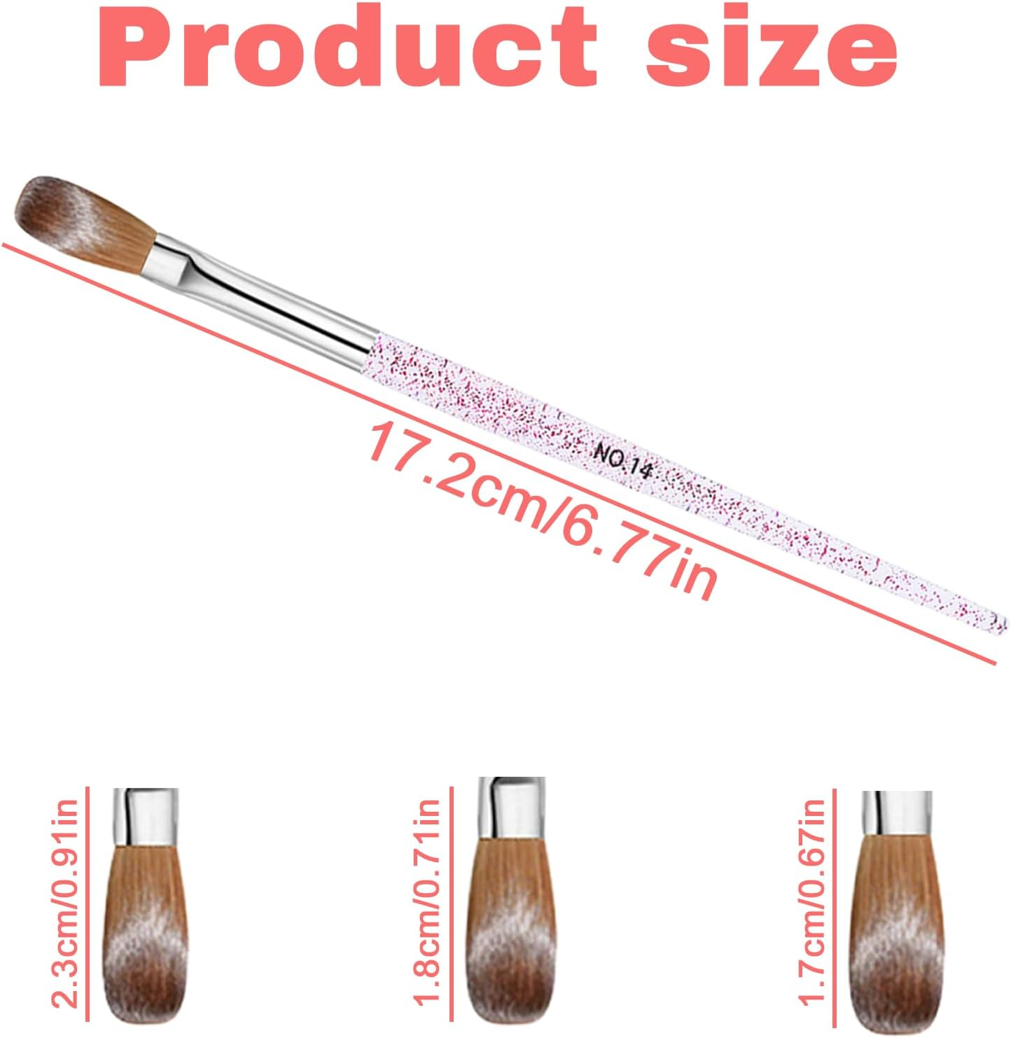 Tzylomirx 3 Pcs Professional Acrylic Nail Brush Set - Nails Tools for Acrylic Powder Application, 3D Carving & Nail Art Extension Essential Nails Tech Supplies for Home Manicure (8/10/14) image number 1