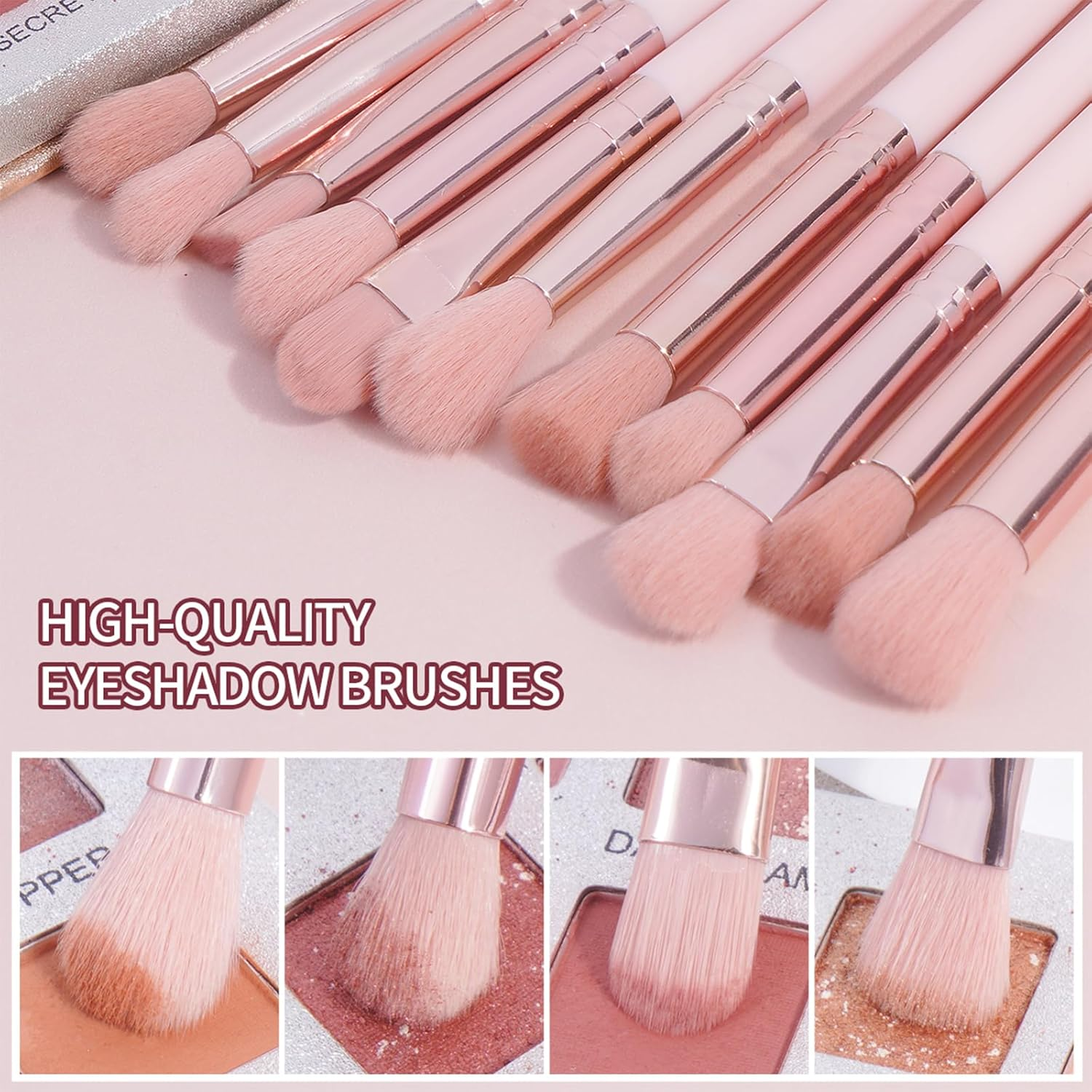 MAANGE Eye Makeup Brushes, 41 Pcs Premium Synthetic Precision Makeup Brush Set Contour Blush Eyeshadow Eyeliner Blending Make up Brush Kit (Pink, 41 Piece Set) - 30Pcs-Black image number 4