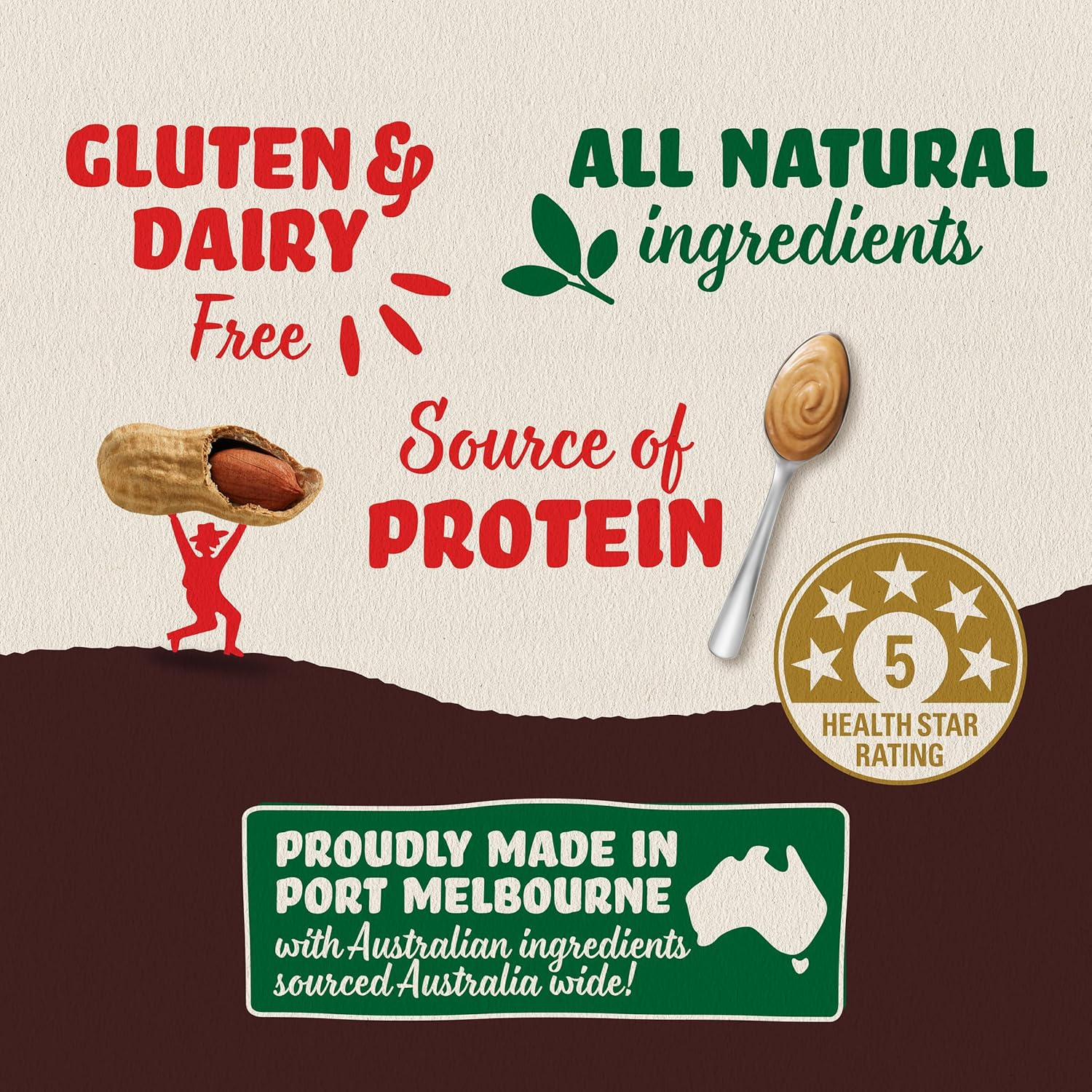 Bega Simply Nuts, Crunchy Natural Peanut Butter, with a Pinch of Salt, 100% Australian Peanuts, Jar 325G image number 6