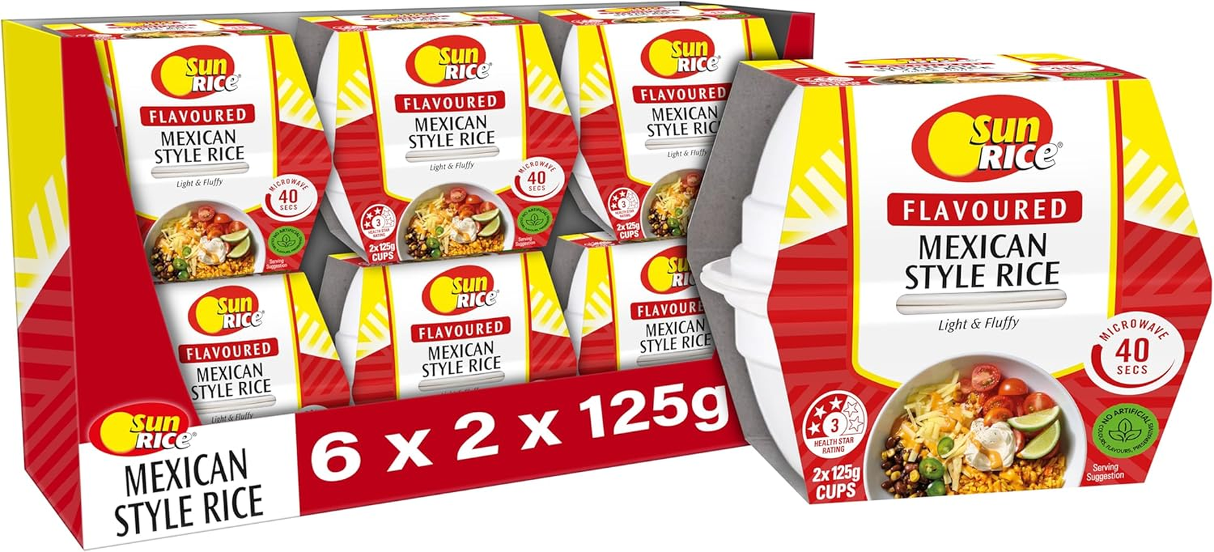 Sunrice Microwave Mexican Flavoured Rice Cups 6X 2X125G image number 2