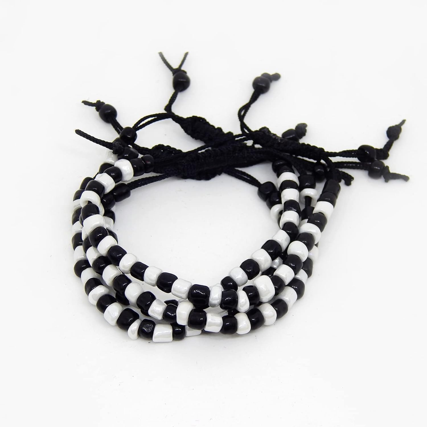 Black & White Nazariya for Baby Girls & Baby Boys (2 Pair) - Adjustable Size Cotton Thread Black Evil Eye Nazar Bracelet for Hands & Foot for New Born Babies by Co Creative image number 1