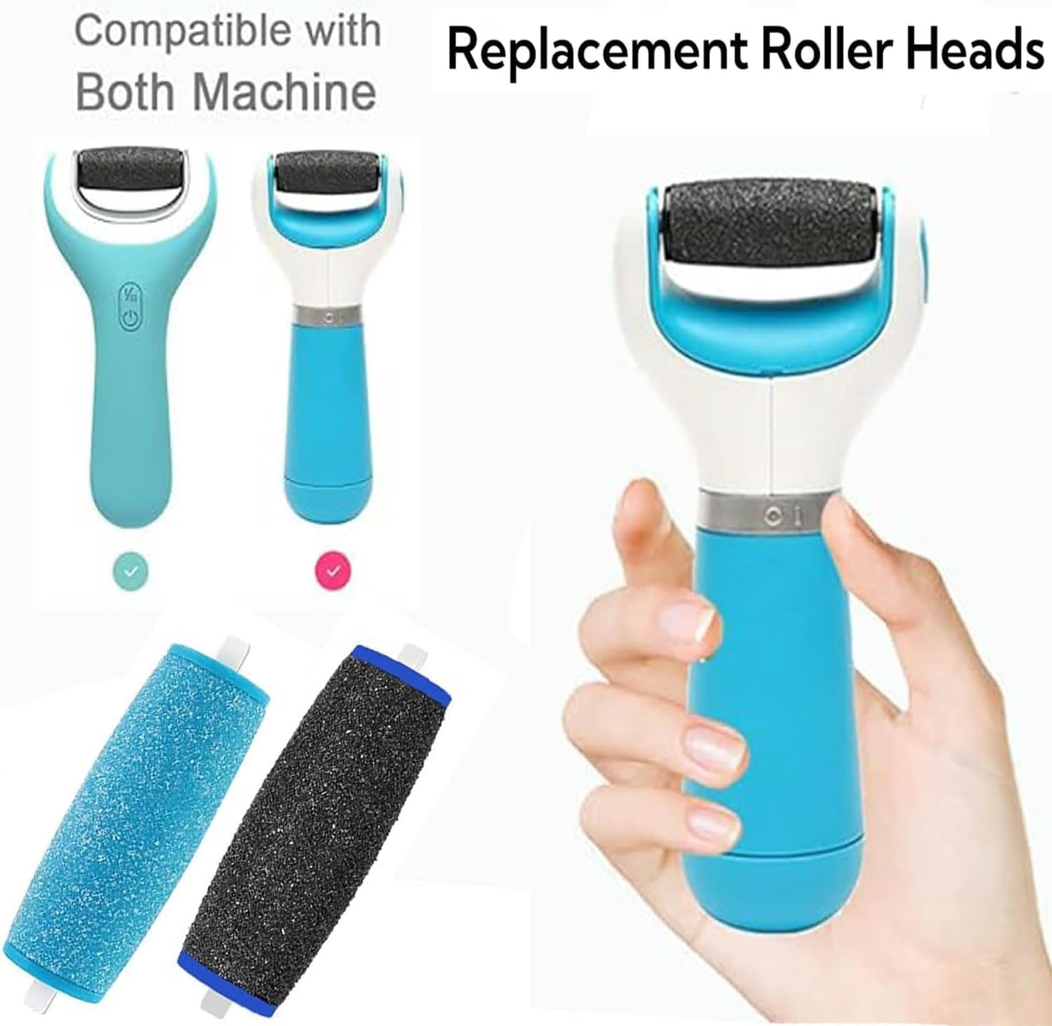 Frosted Replacement Roller Refill Heads, 12Pcs Foot File Roller Head Refills Callus Remover, Smooth Pedi Foot File Roller Refills Replacement Heads for Foot Scrubber Callus Remover image number 2