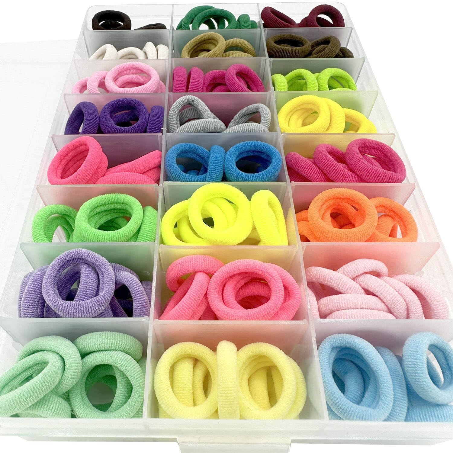 288 Pcs Baby Hair Ties,Seamless Cotton Hair Ties No Damage, Multicolor Small Hair Bands for Little Girls and Kids, Soft Hair Elastic Ponytail Holders, Toddler Hair Accessories (24 Colors) - Dark Color image number 4