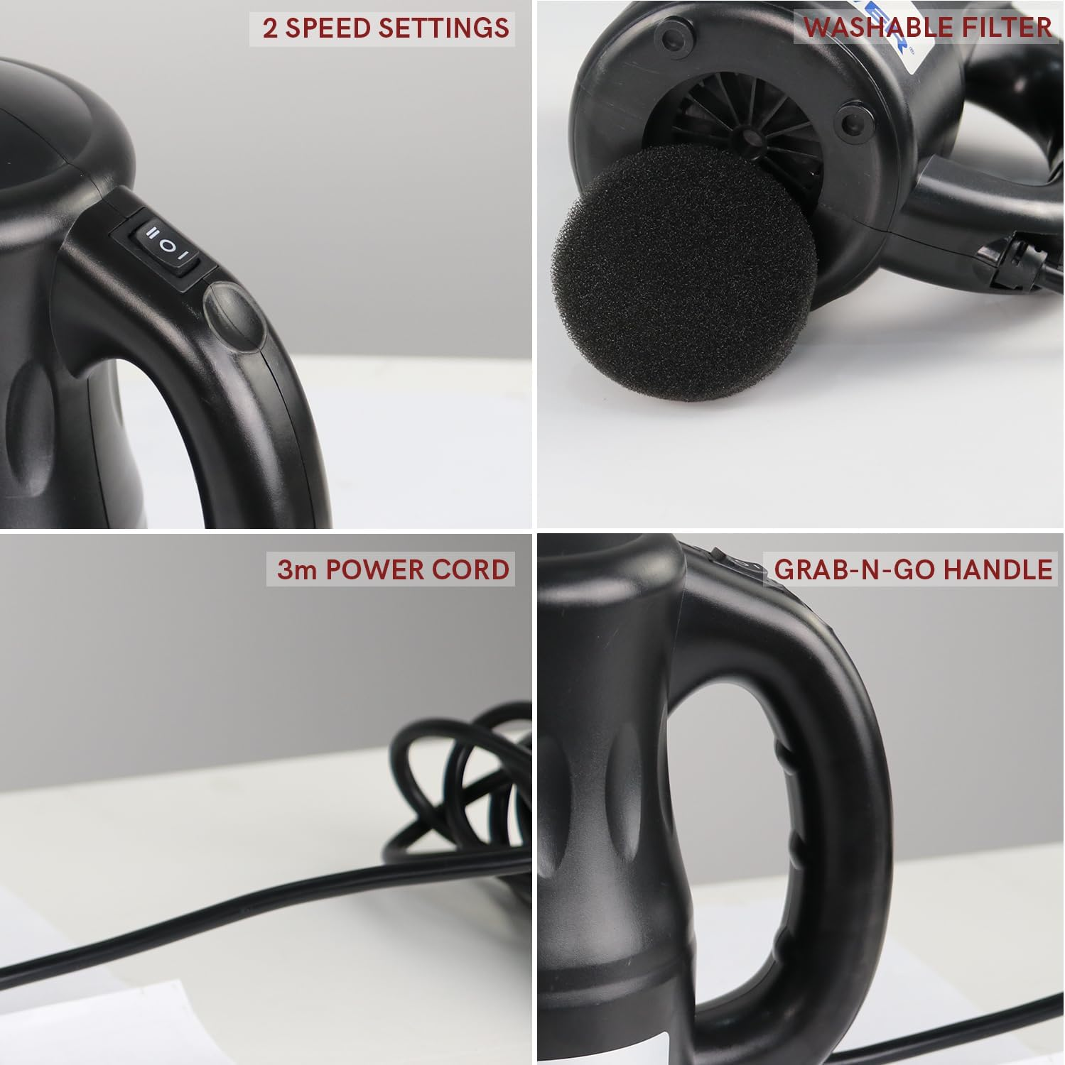 XPOWER A-2 Multi Electric Computer Duster Dryer Air Pump Air Spray Blower Vacuums (Black) image number 5