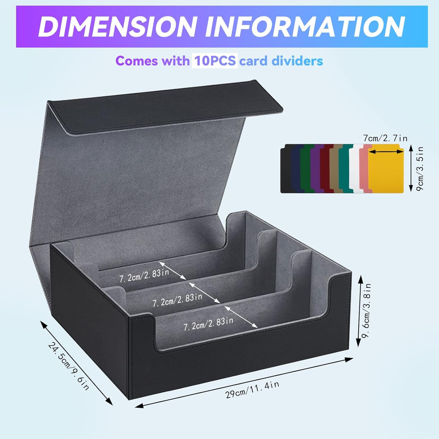 3-Row Card Storage Case for 1800+ Cards,Mtg Deck Box Storage Trading Card Storage Box Mtg Card Storage Magic Card Storage Box Trading Card Box Ideal for Trading Cards and Sports Cards &ndash; Black & Grey