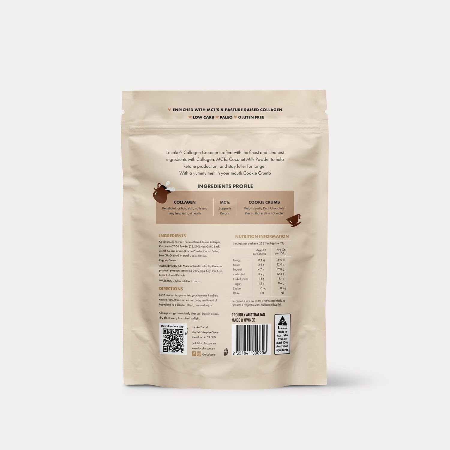 Locako Indulgent Cookies and Cream Collagen Creamer 300 G