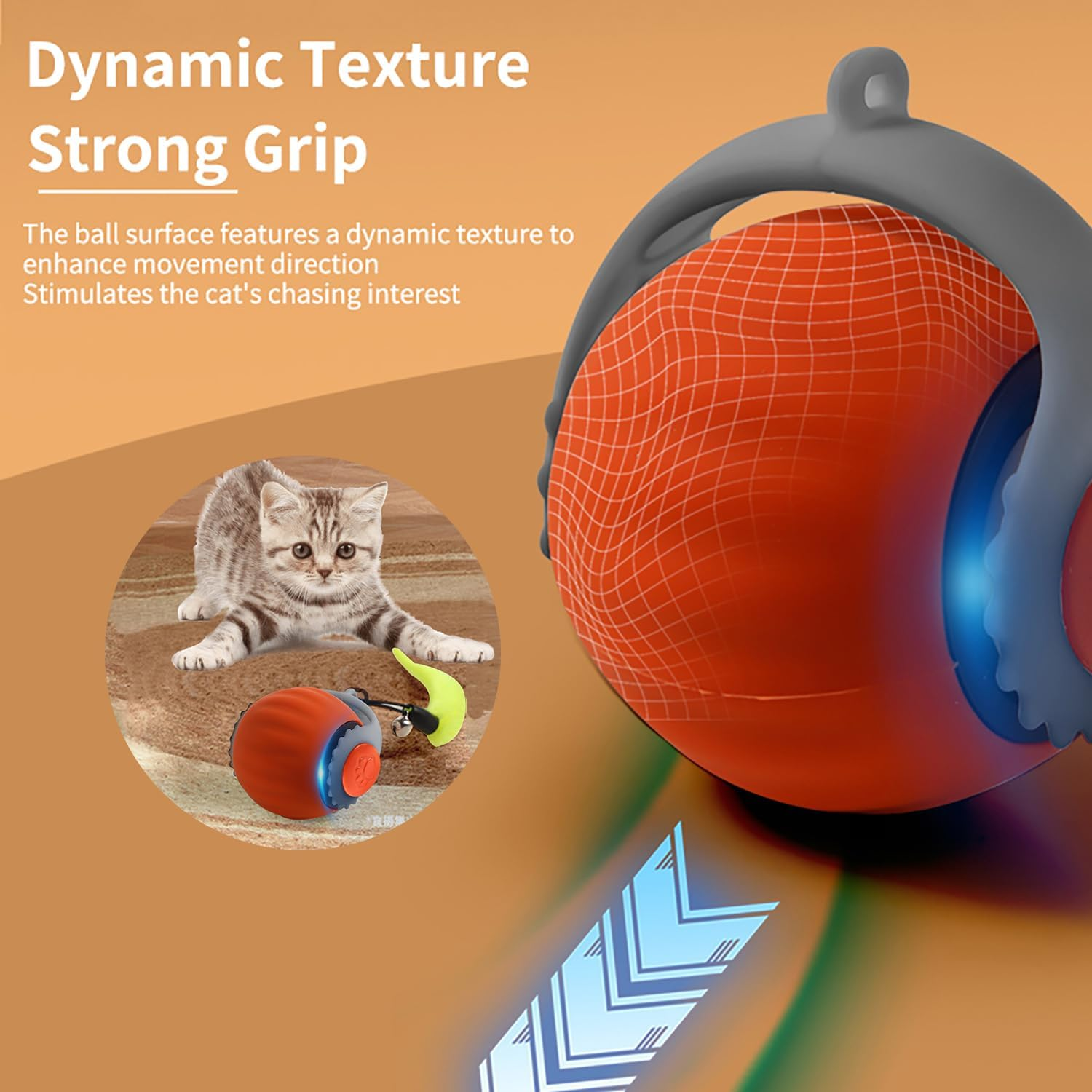 Cat Toy Speedy Tail 2.0, 2025 Upgrade Interactive Cat Toy Ball, Cat Toys for Indoor Cats, Smart Automatic Rolling Dog/Cat Toys Motion Activated Rechargeable Blue image number 1