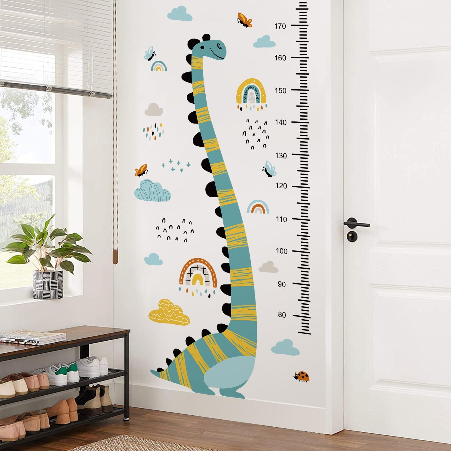 Jungle Animals Height Chart Sticker for Kids Height Measurement Growth Chart Wall Decals Cartoon Animals Giraffe Elephant Height Measurement Ruler Wall Decor for Kids Classroom Decor (Dinosaur) image number 3