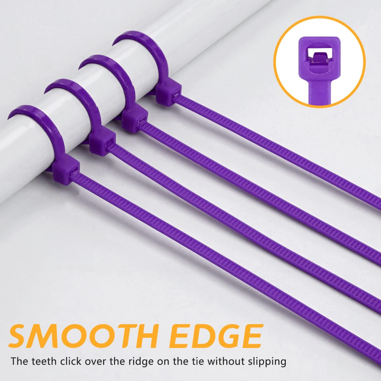 BOROLA Colorful Cable Zip Ties, 100 Packs Self Locking Wire Ties, Perfect for Home, Office, Garage and Workshop (Purple, 8 Inch) image number 1