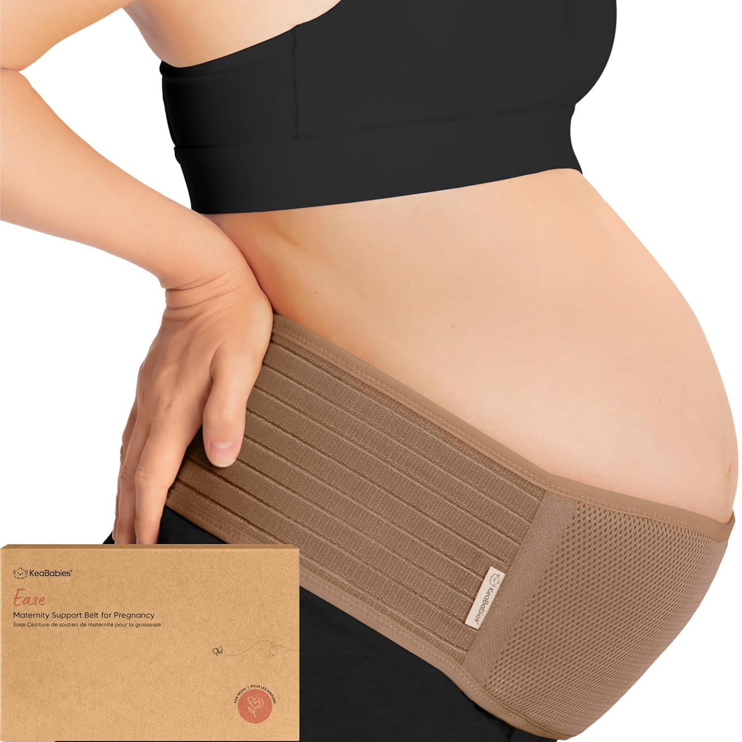 Maternity Belly Band for Pregnancy - Soft & Breathable Pregnancy Belly Support Belt - Pelvic Support Bands - Tummy Band Sling for Pants - Pregnancy Back Brace (Warm Tan, XL) image number 1
