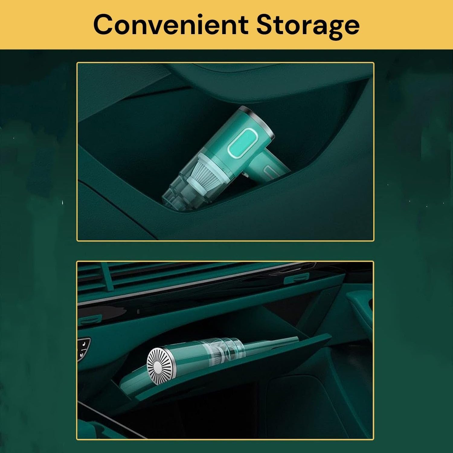 EZONEDEAL Portable Car Vacuum Cordless, Powerful Suction Dust Collector Wet Dry Dual Use Car Vacuum Cleaner for Car, Office & Home Cleaning, Handheld Vacuum Cleaner with Accessories & Filter image number 2