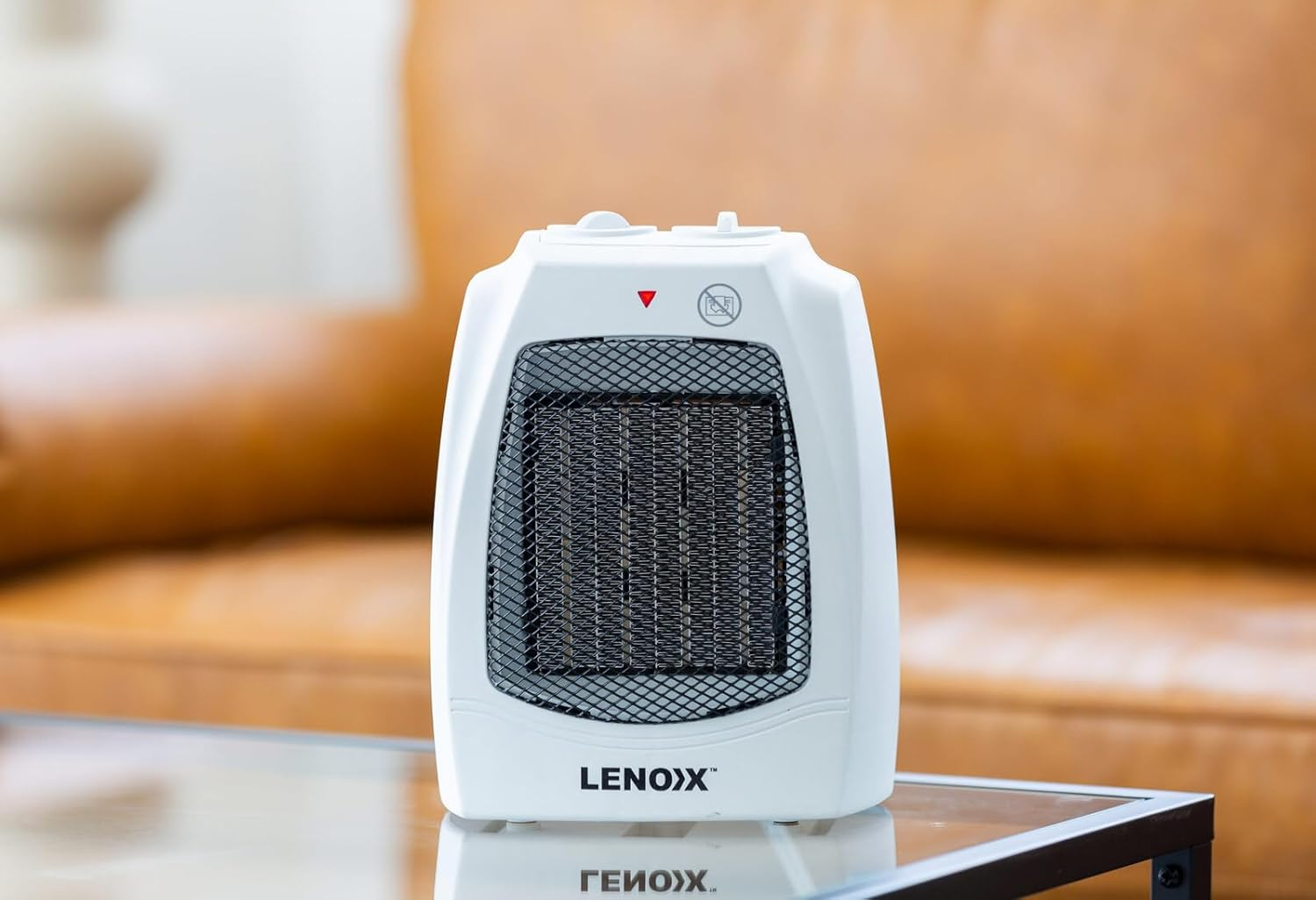 Lenoxx 1500W Ceramic Heater: Stay Warm with 2 Heat Settings, Adjustable Thermostat, Overheat Protection, Built-In Carry Handle, Household Essentials - White image number 4