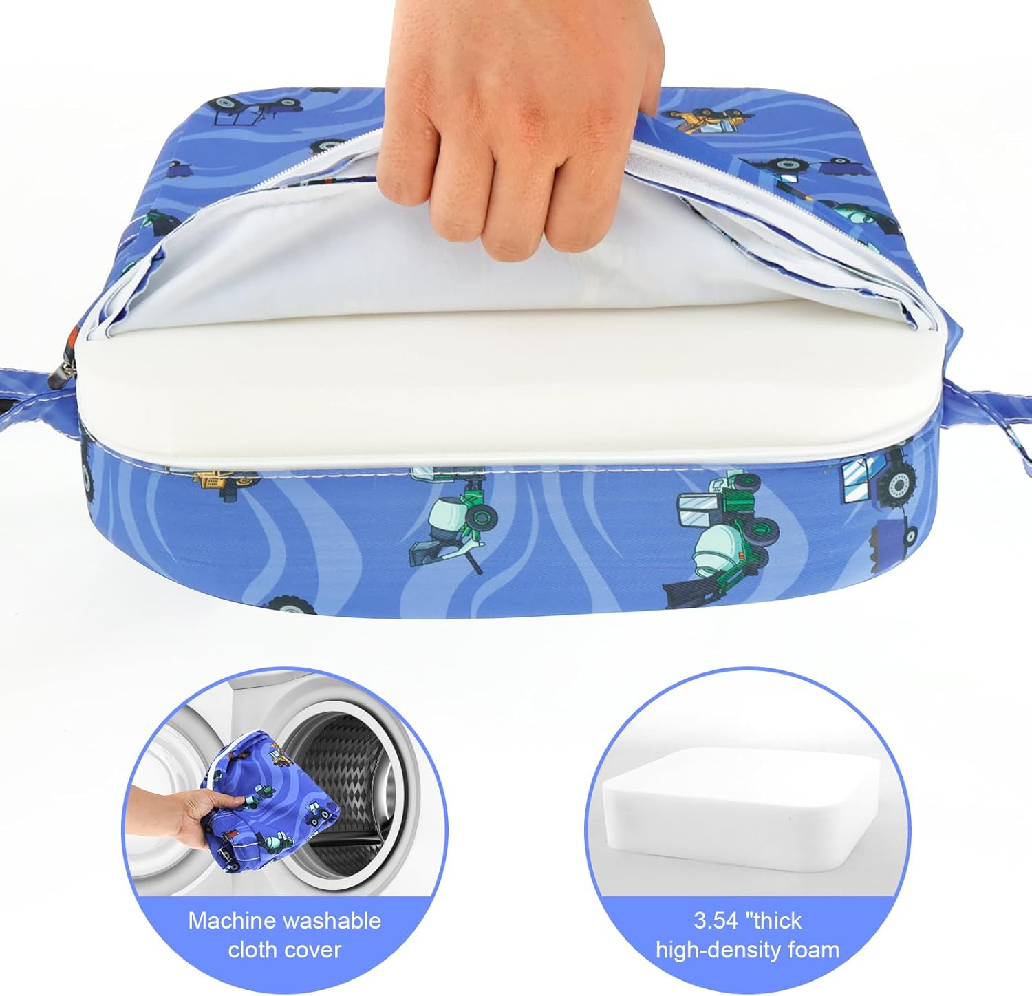 Toddler Booster Seat for Dining Table Chair Increasing Cushion Highchair Seat Pad on the Go Seat Highten Pad Travel Storage Chair Portable Kids Booster Seat for Toddlers Eating (Blue) image number 6