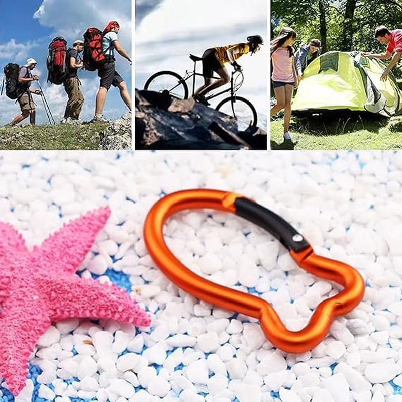 Fish Bone Shape Keychain Clips Mini Carabiner - 8 Cm Aluminum Durable Quick Release Auto Locking Spring Loaded
