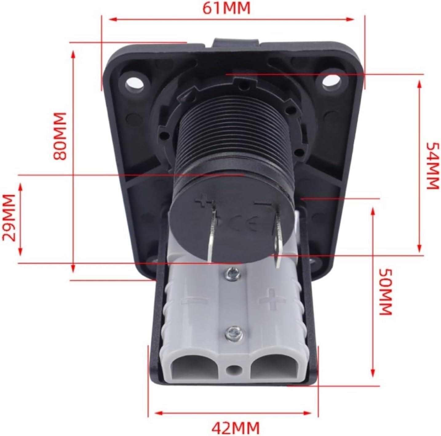 2Pcs 50A Plug Mounting Panel for Anderson SB50 Series Connectors, Anderson Flush Mount Recessed Plate with 12V Power Outlet C-Igarette Lighter Baser for RV Car Boat Marine image number 4
