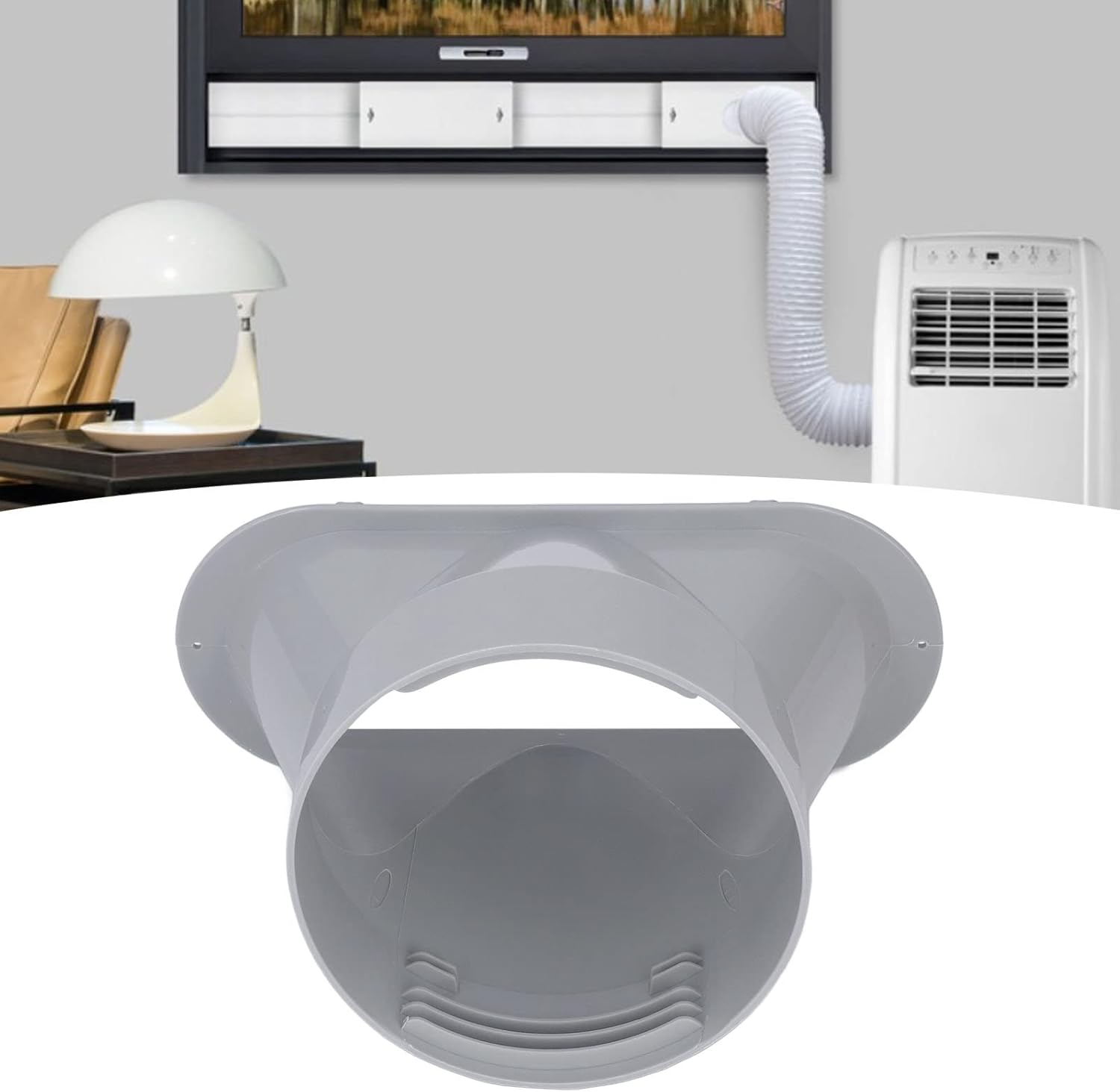 Ejoyous 5In Portable Air Conditioner Exhaust Hose Sealing Connector, ABS Material, Prevent Heat/Cold Leakage, Boost Cooling Efficiency, for Universal 130Mm Diameter AC Exhaust Pipes image number 2