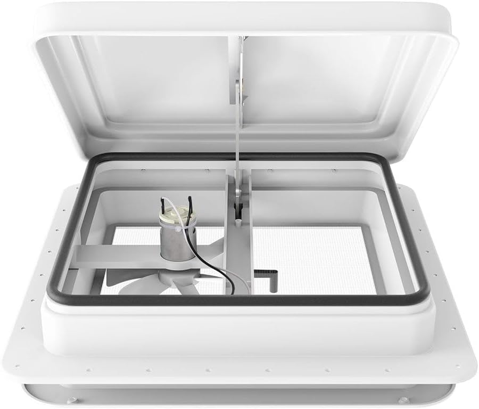 Weisshorn Caravan Roof Vent, Roofs Ventilation Fan with Lid Ultra Quiet, Hatch 12V RV Skylight Motorhome Camper Insect Resistance Heavy Duty Hinge 350X350Mm White image number 1