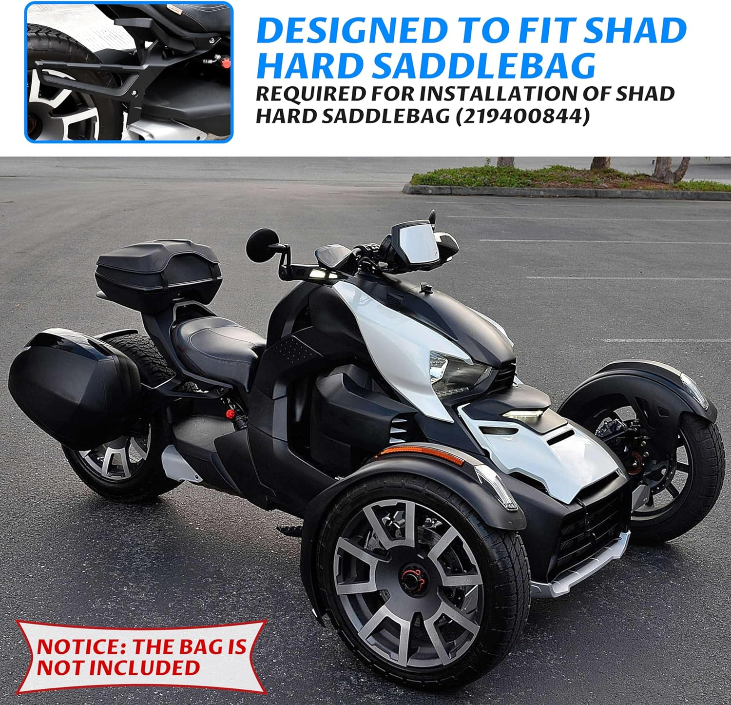 SAUTVS Aluminum Saddlebag Rack for Can-Am Ryker, Black Luggage Bag Rack Kit for Can Am Ryker 600 900 Sport & Ryker Rally Edition All Models Accessories (Replace #219400856) image number 4