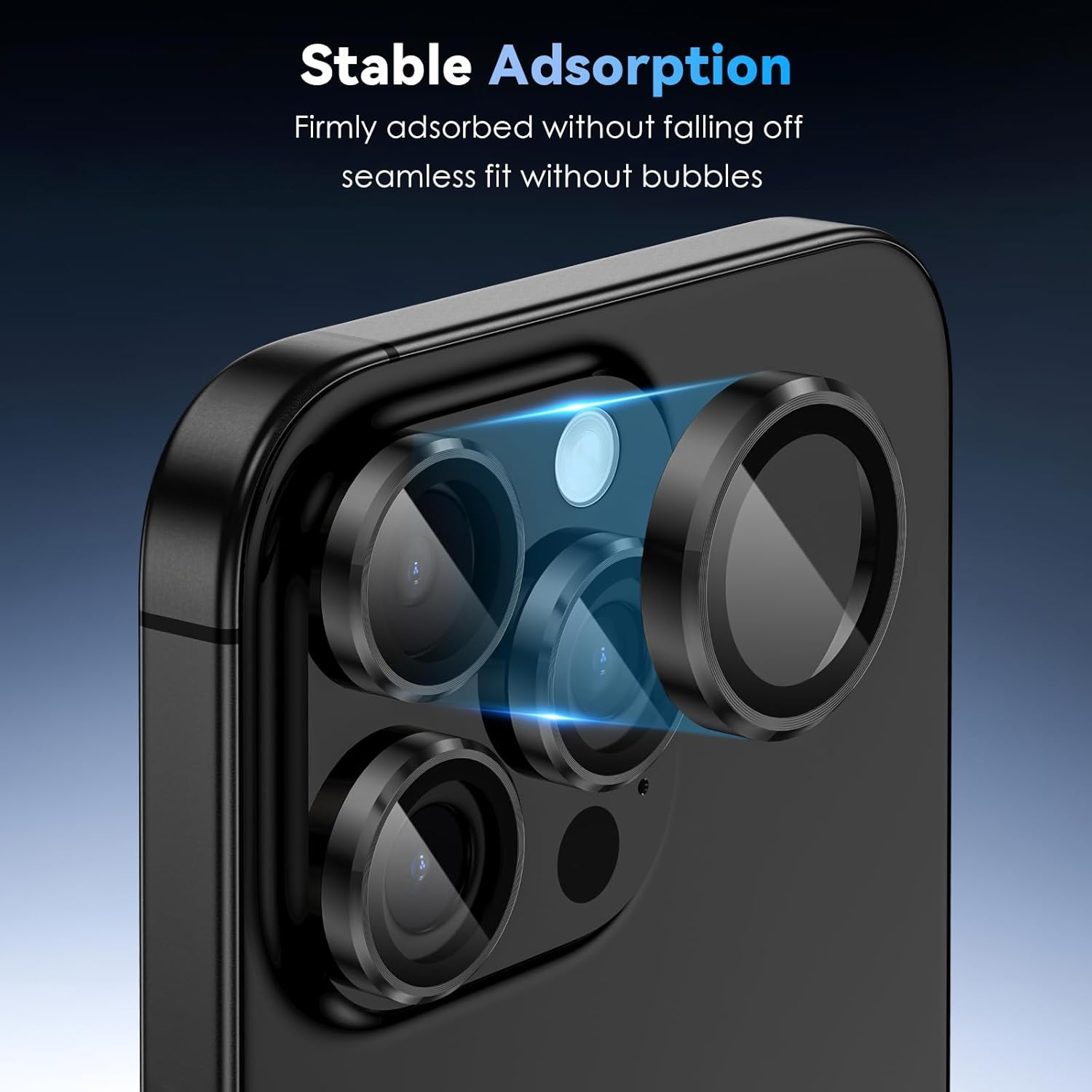 Cloudvalley for Iphone 16 Pro/Iphone 16 Pro Max Camera Lens Protector, [1 Second Installaion] Ultra-Hd Tempered Glass Cover, [Case-Friendly] Metal Lens Screen Protective Ring,Black Titanium - Black image number 4