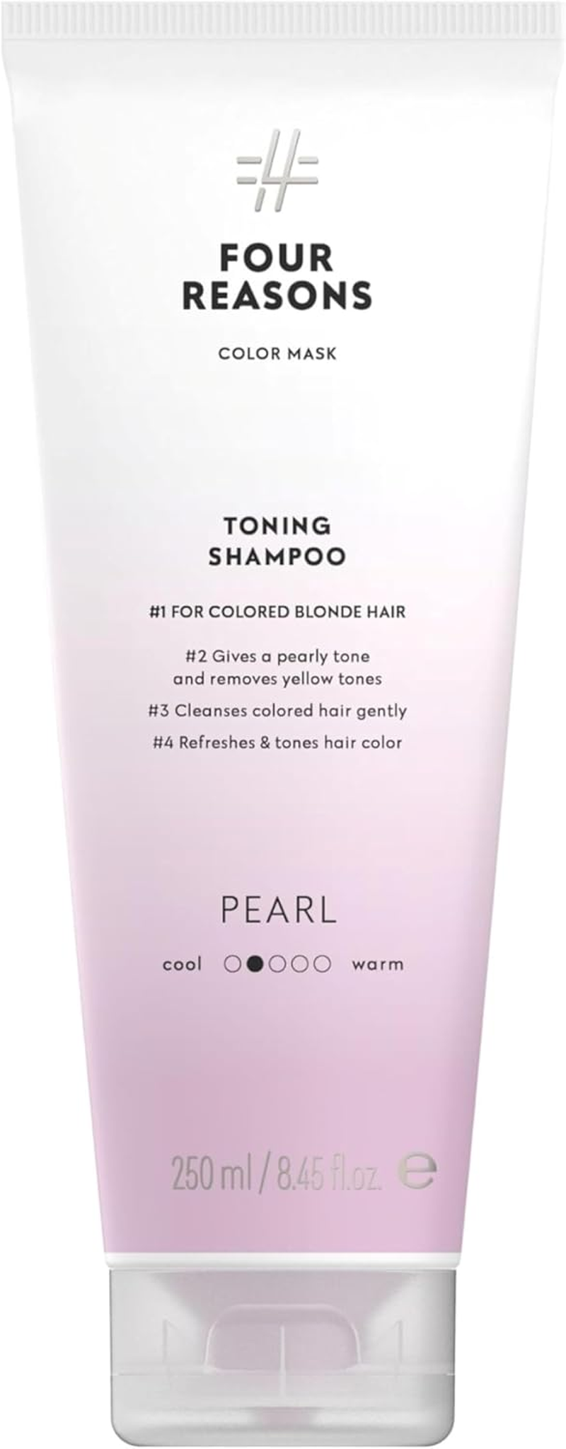 FOUR REASONS Colour Mask Shampoo - Sulphate Free Tint Purple Shampoo for Blonde Hair - Colour Depositing Pearl Blonde Shampoo, Vegan, 8.5 Oz (Pearl Blonde)