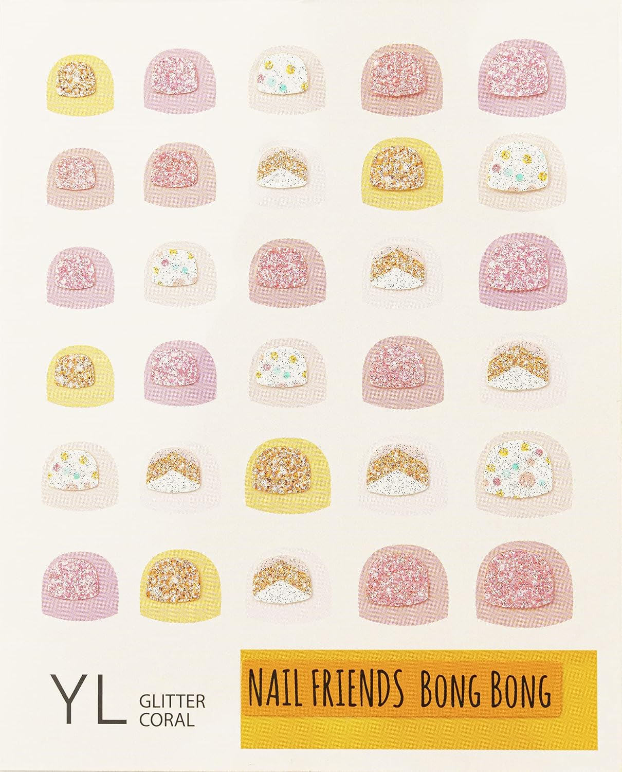 Bong Bong Non-Toxic Nail Art Stickers for Kids 3-7Yo and Juniors 7+ Yo &ndash; Colorful, Cute, Super Hero, Glitter &ndash; Long Lasting (30 Stickers) (3-7Yo, Glitter Coral) image number 2