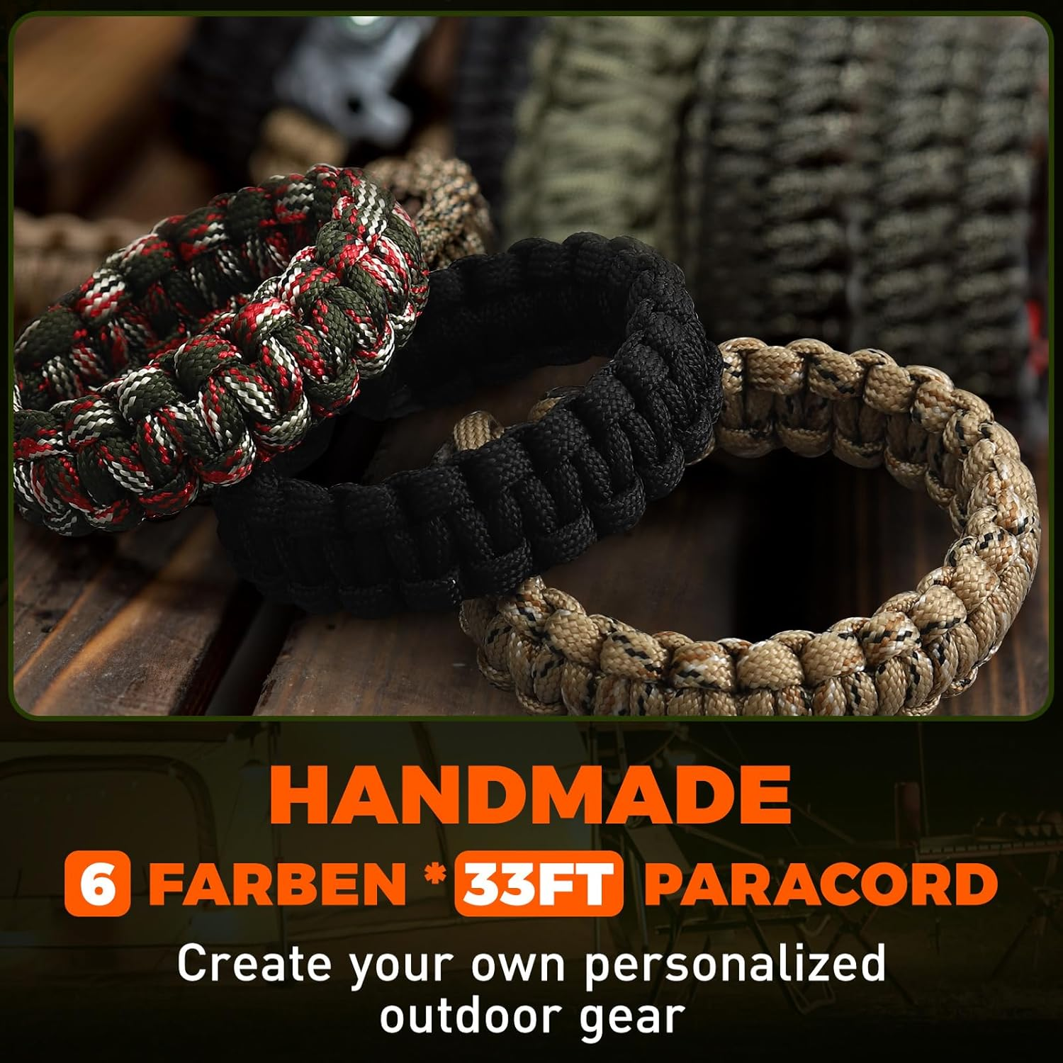 Votoko Pack of 6 33 Ft/10 M Paracord 4 Mm, Paracord Cords, 7 Core Strands Nylon Rope, Reepcord Holds up to 250 Kg / 550 LB, Ideal for Outdoor Survival Camping Crafts Bracelet Dog Lead image number 2