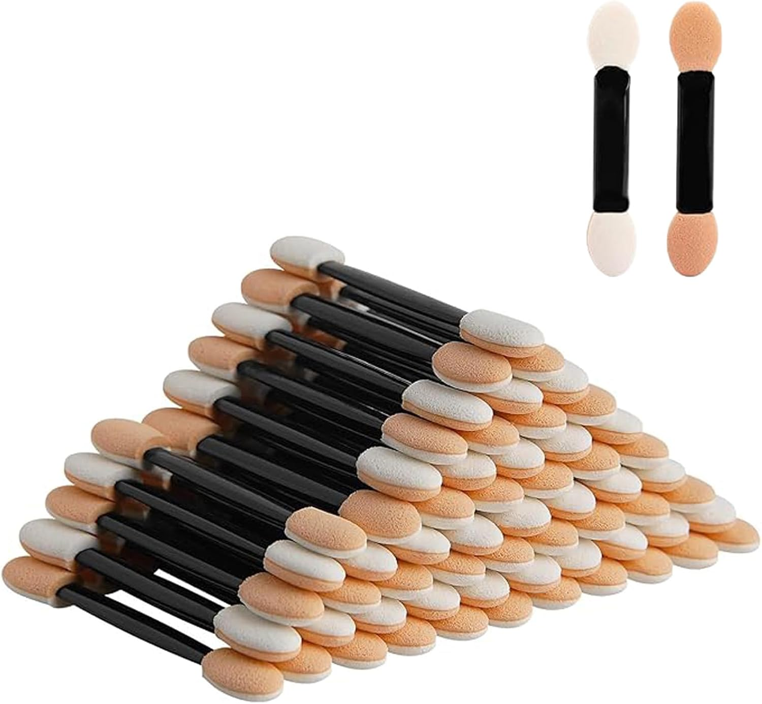 60 Disposable Eyeshadow Brush, 2.44 in Black Eyeshadow Applicators Makeup Brushes, Dual Sides Eye Shadow Applicator Sticks