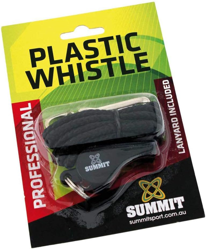 SUMMIT Plastic Whistle with Lanyard - Durable Plastic Whistle with Built-In Pea and Safety-Release Lanyard for Coaches, Referees or Training