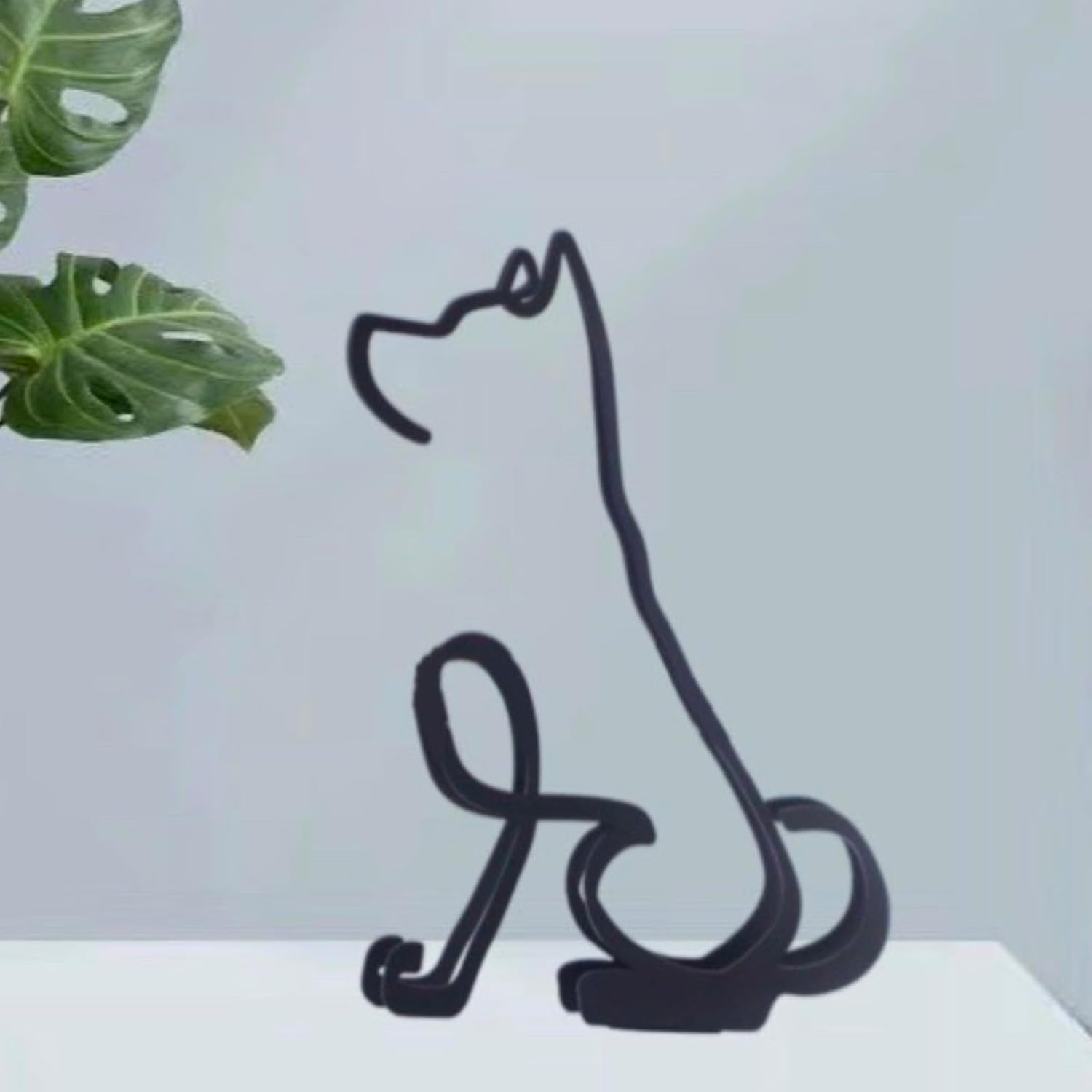 TTYGRHQ Metal Dog Minimalist Art Wall Sculpture, Abstract Simple Metal Wire Art Sculpture Geometric Dog Statues Drawing Art Statue Ornament Wall Art Decoration for Home Office Desktop Decor image number 2