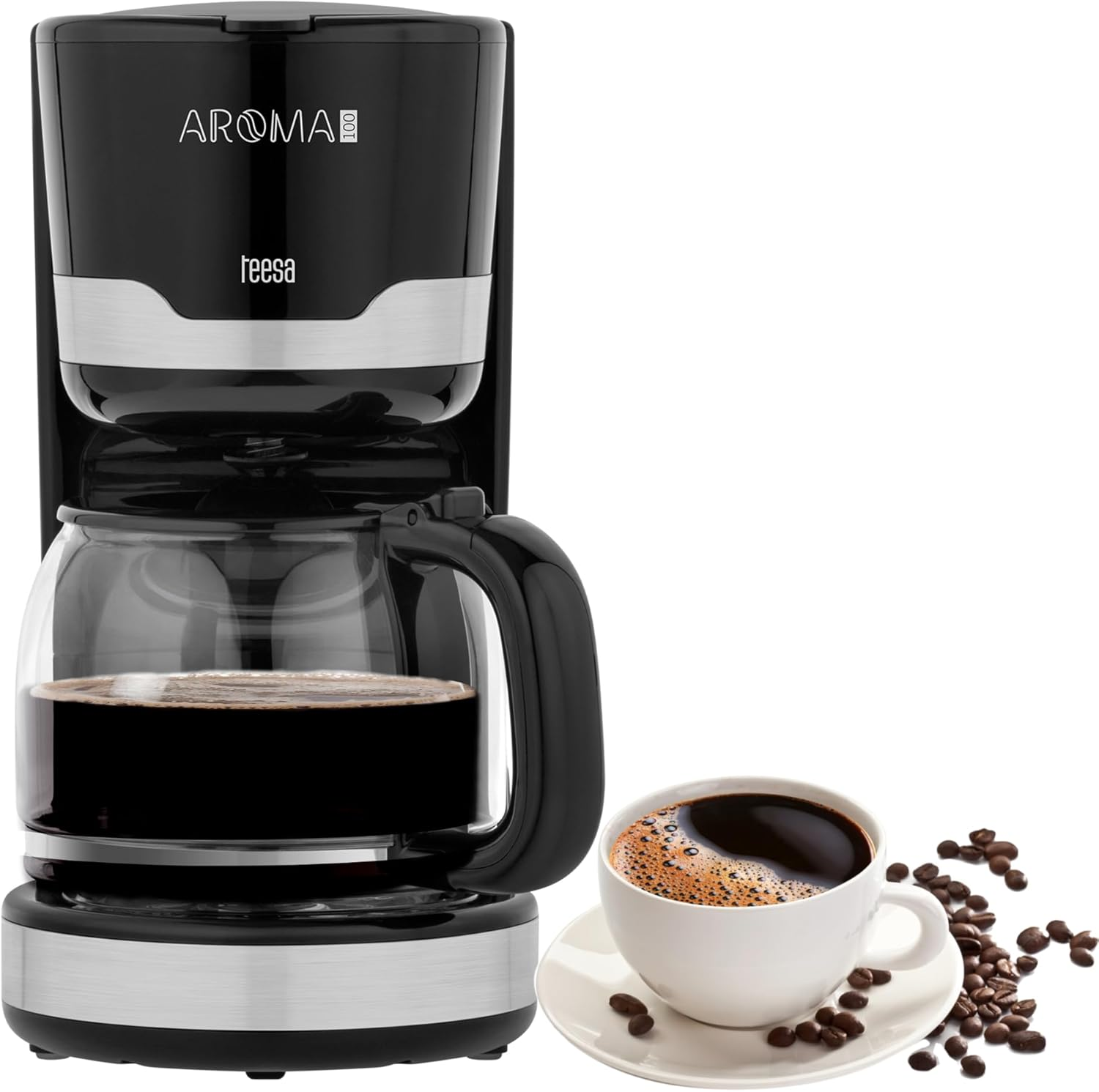 Teesa TSA4006 Filter Coffee Machine with Glass Jug AROMA 100 Black image number 1