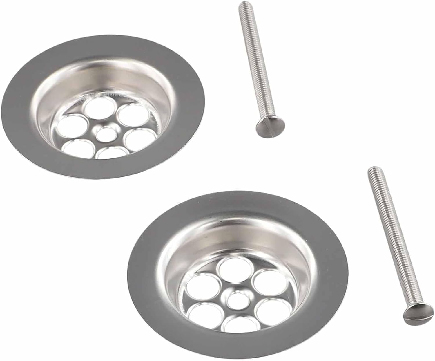 Stainless Steel Bathtub Hole Replacement Parts (With Screws) 2-Pack, 70Mm Universal Bathtub Plug Replacement, Contains 2 Screws, Bathtub/Bathtub Leak-Proof Screw Cap (Includes Screwdriver) image number 4