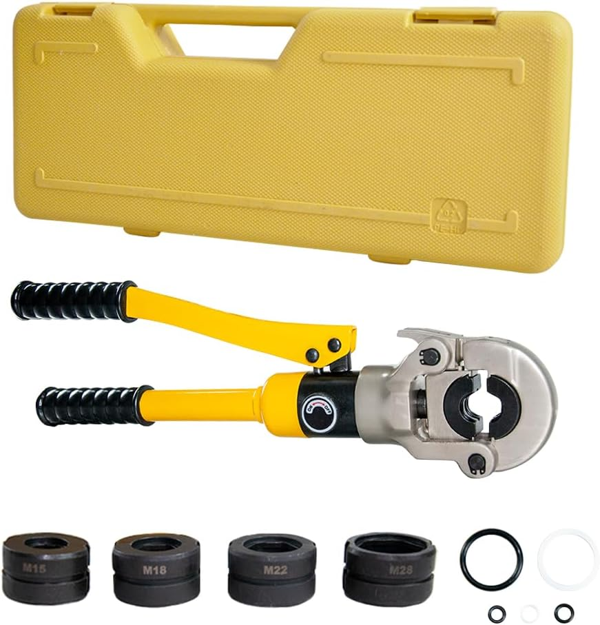 ALPEN OUTDOOR Hydraulic Pipe Crimper Plier Set Tube Plumbing Tool with Crimping Dies for Stainless Steel Fittings-Size M15 M18 M22 M28 Included (Stainless Steel Pipe) image number 5