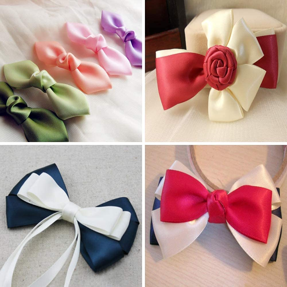 Alfie Double Faced Satin Ribbon 5/8Inch X 50Yards Double Sided Solid Polyester Ribbon for Gift Wrapping Party Hair Braids Bow Baby Shower Decoration Floral Arrangement Craft Supplies, Hot Red image number 5