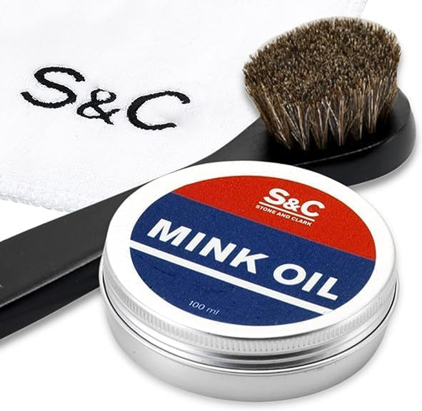 Stone and Clark Mink Oil for Leather Boots, 3.5 Oz. with Horsehair Shoe Polish Applicator & Cloth - Leather Conditioner & Protector, Waterproofing for Boot, Belt, Saddle, Baseball Glove, Purse, Bag&hellip; image number 1
