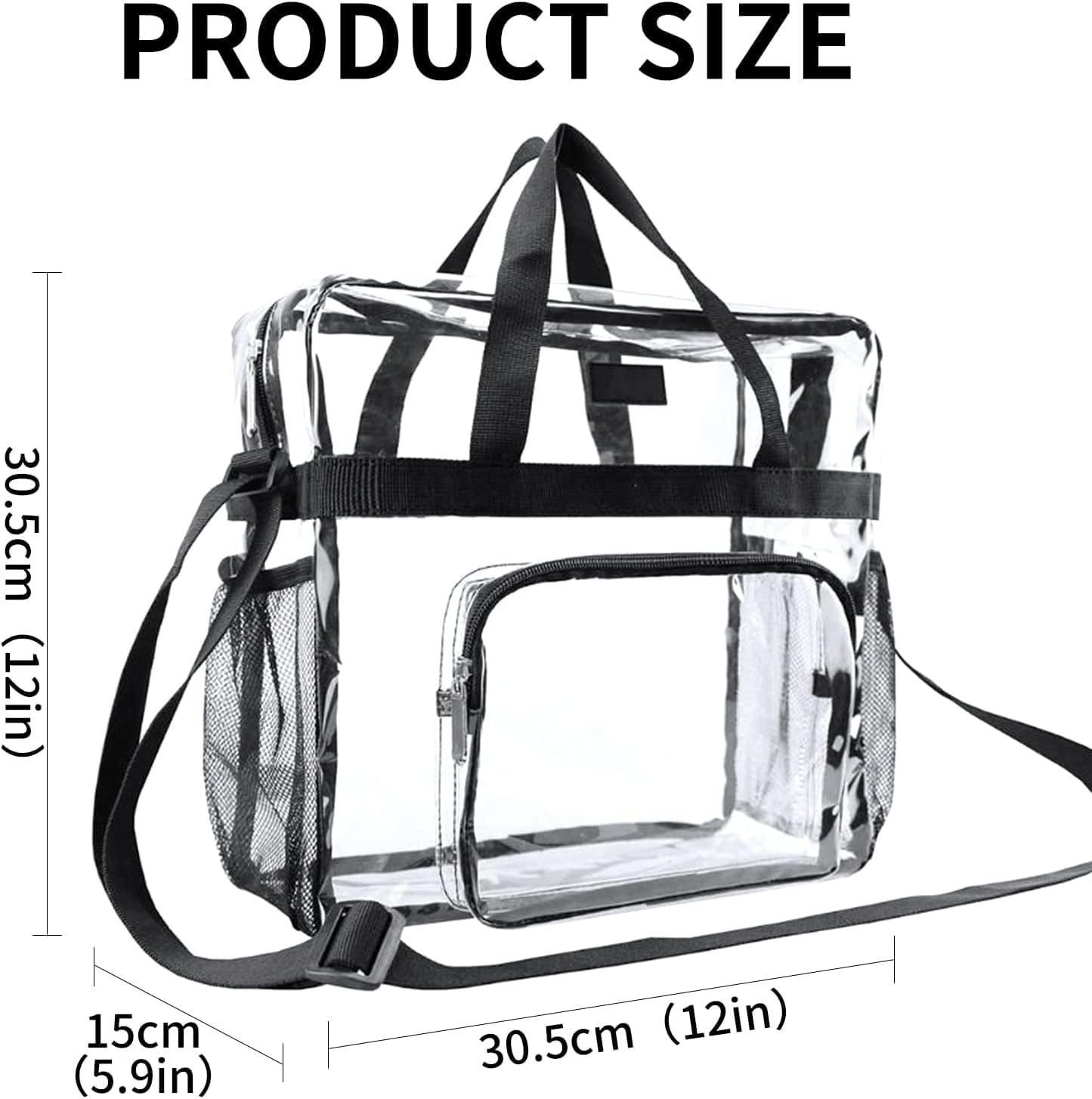 Homiliky Clear Toiletry Bag, PVC Waterproof Transparent Cosmetic Storage Bag Portable Travel Makeup Tote Bag for Women Men Lightweight Tote Shoulder Bag with Handles for Beach Stadium Sports image number 6