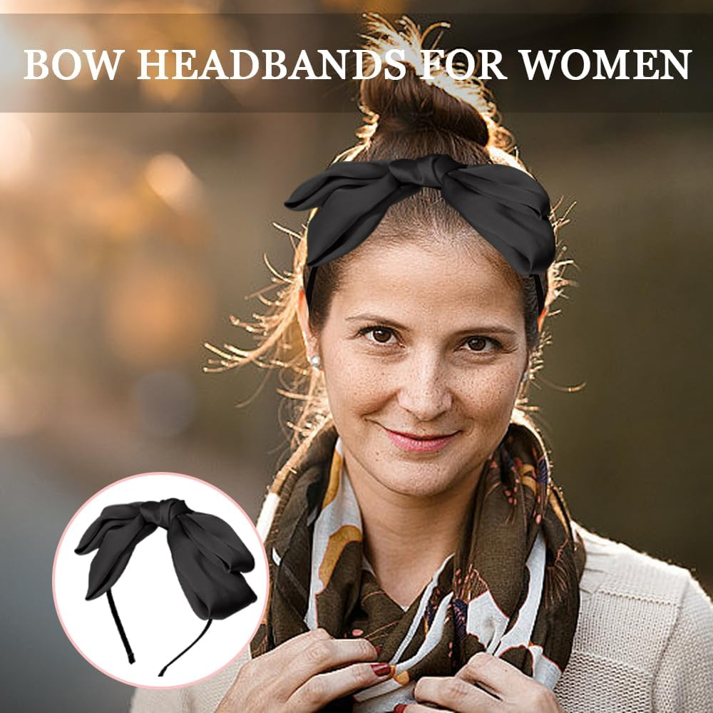 TRKETK Pack of 3 Bow Headband Headdress Multicoloured Beautiful Women'S Headband Hair Accessories Fashion Headbands for Women for Carnival Theme Party Valentine'S Day and Daily Wear