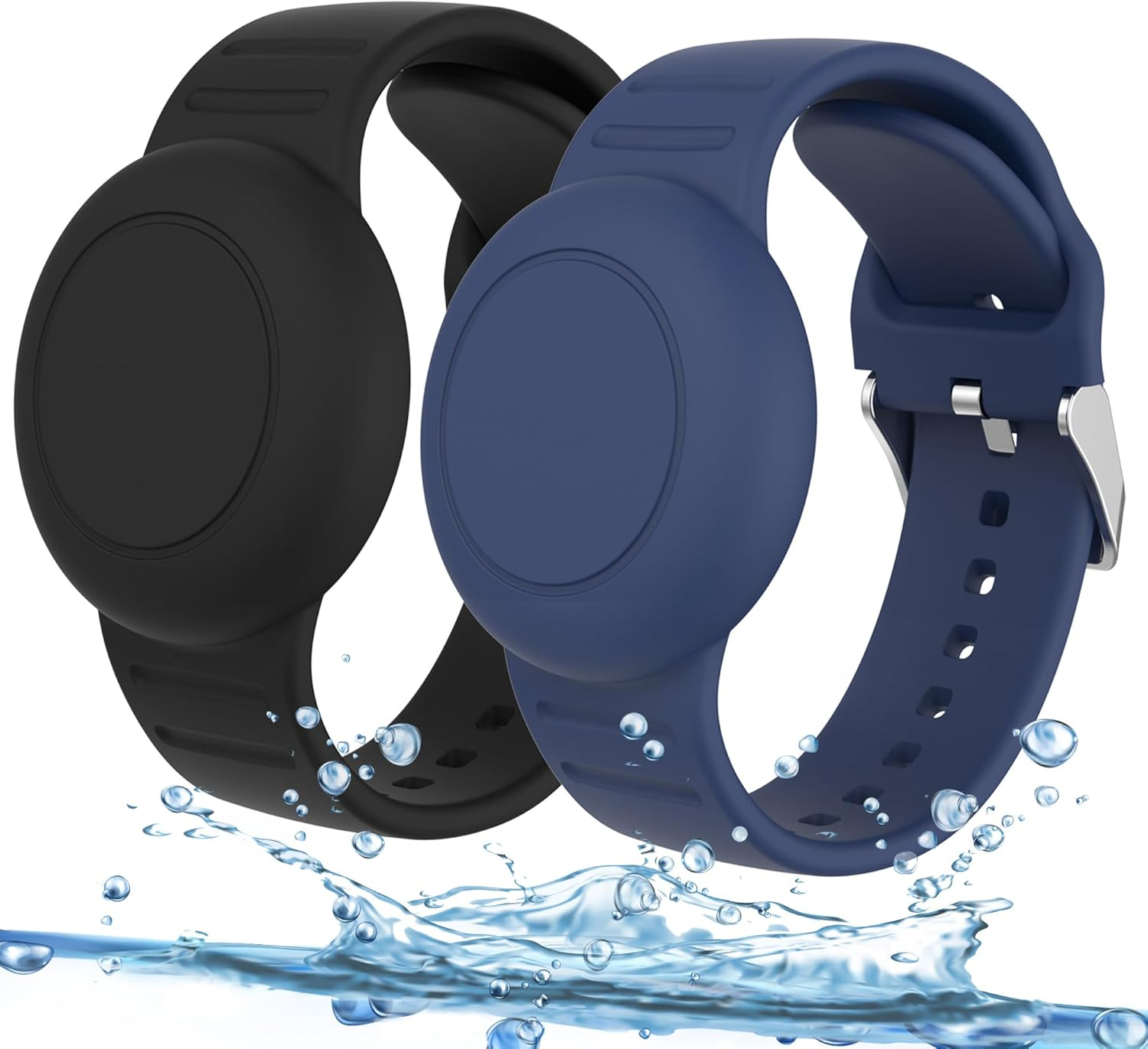 [2 Pack] Waterproof Airtag Band for Apple Airtags 2021, Airtag Holder Case Cover with Silicone Adjustable Airtag Watch Band, Anti-Lost Lightweight Secure Soft Strap Loop for Child, Toddler, Kids image number 5