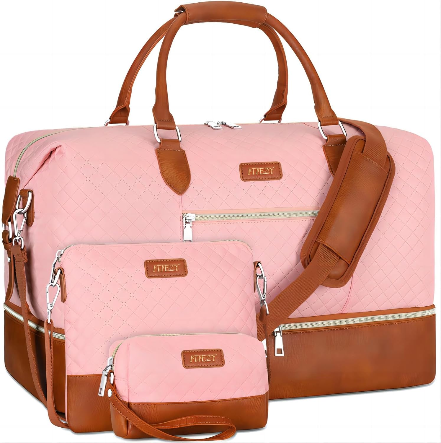 Weekender Bag for Women, Travel Duffel Bag Carry on Overnight Bag with Shoe Compartment Large Nylon Travel Weekend Tote Bag, 7-Brown, L, Weekender Bag for Women, Travel Duffel Bag Carry on Overnight