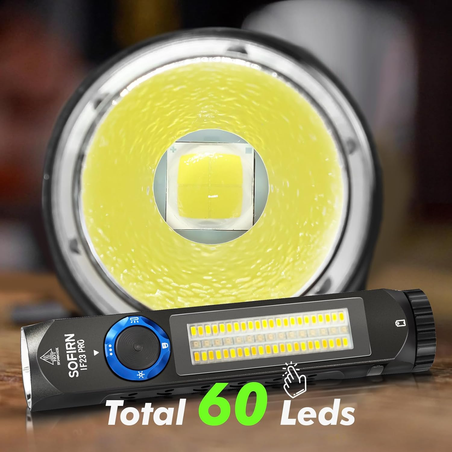 Sofirn IF23 Pro Torch Rechargeable 5000 High Lumens, Super Bright 3-In-1 Flashlight with Side White Light & RGB Color Light, 60 Leds, Magnetic Base, Simple UI for Home, Emergency, Camping, Work image number 2