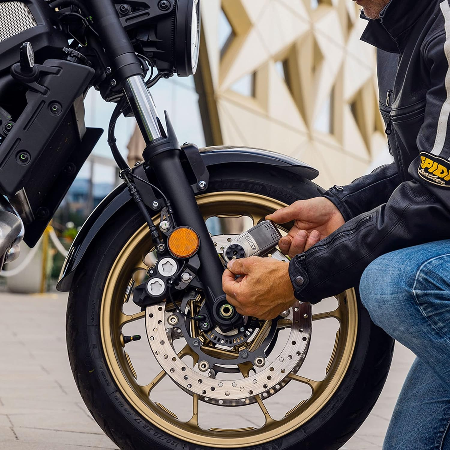 ABUS Brake Disc Lock Granit Detecto Xplus 8008 2.0 - Motorcycle Lock with Alarm - ABUS Security Level 19 - Grey image number 1