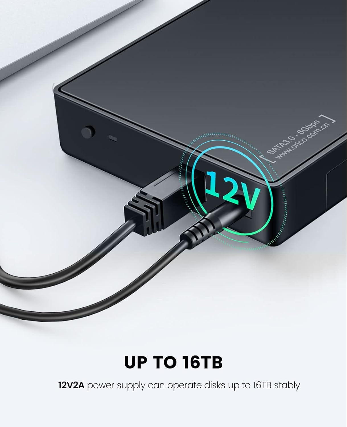 ORICO USB 3.0 External Hard Drive Enclosure for 3.5/2.5 Inch SATA Hard Drives/Ssd up to 20 TB, 3.5'' Tool-Free HDD Enclosure with 12V/2A Power Supply and UASP Acceleration (3588US3) image number 5