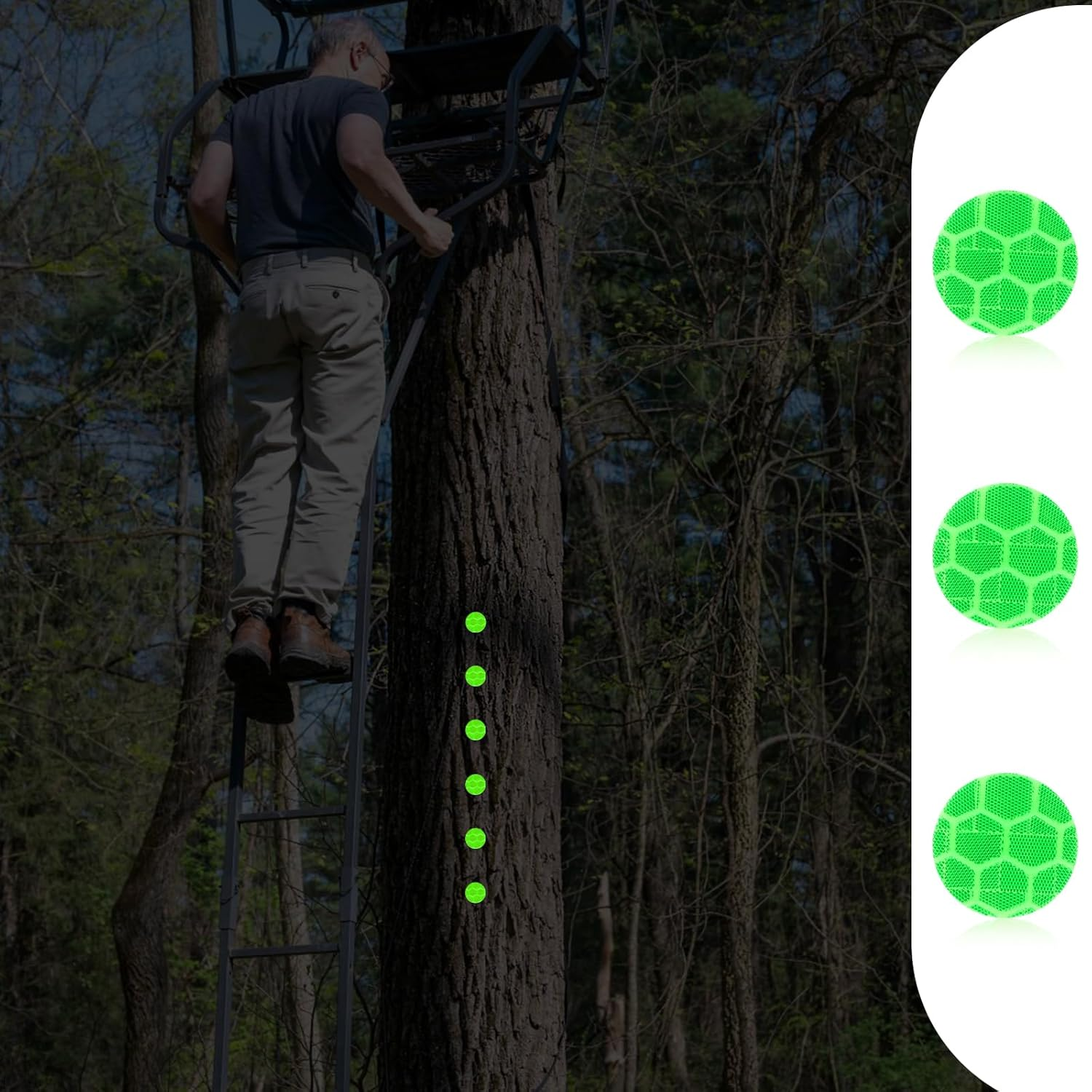 XIHIRCD 100Pcs Reflective Trail Tacks, Hunting Trail Markers Glow in the Dark Box Package Reflective Trail Tacks for Hunting Camping Hiking Survival Outdoors (Green) image number 6